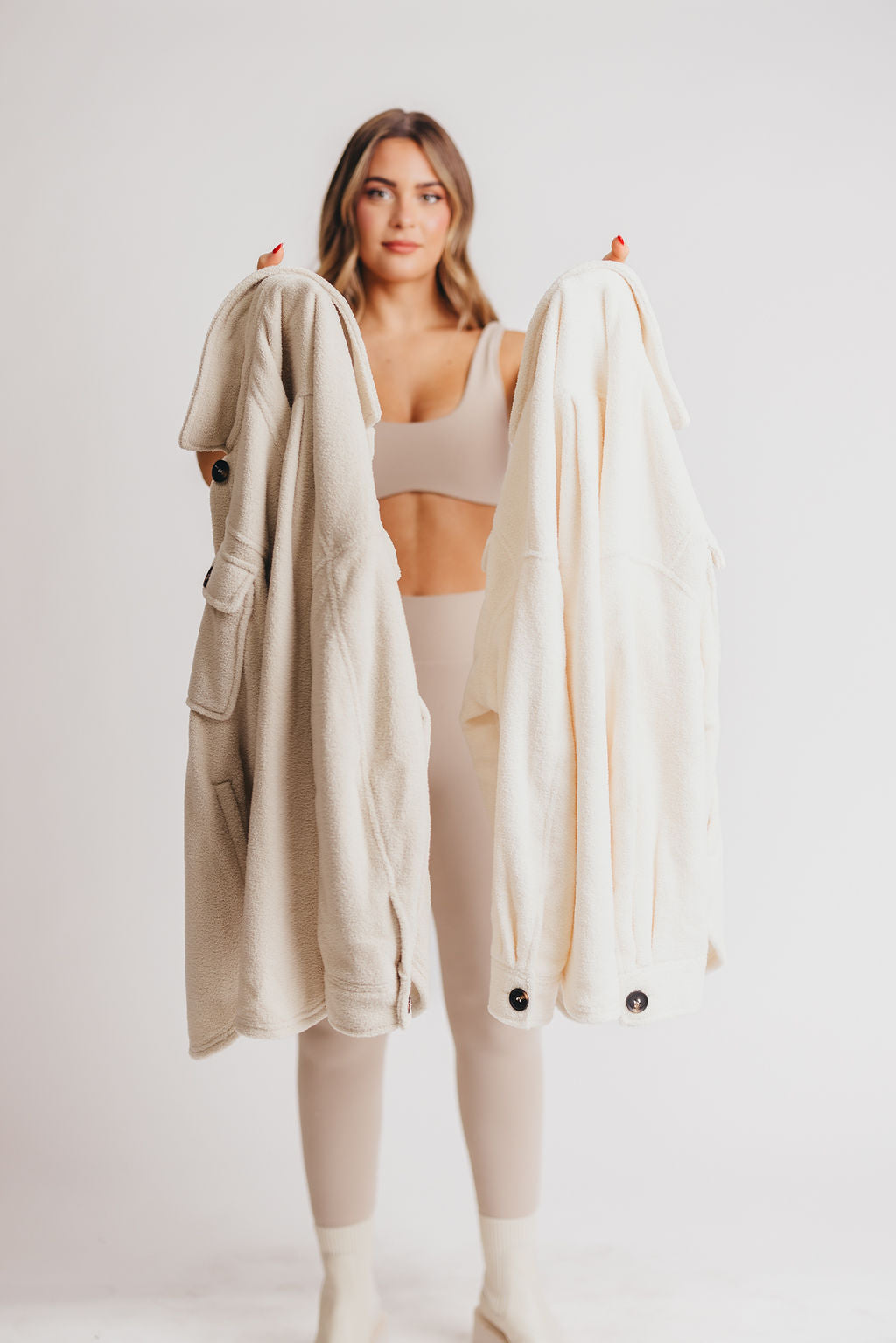 Premium Worth Collective Teddy Shacket in Stone