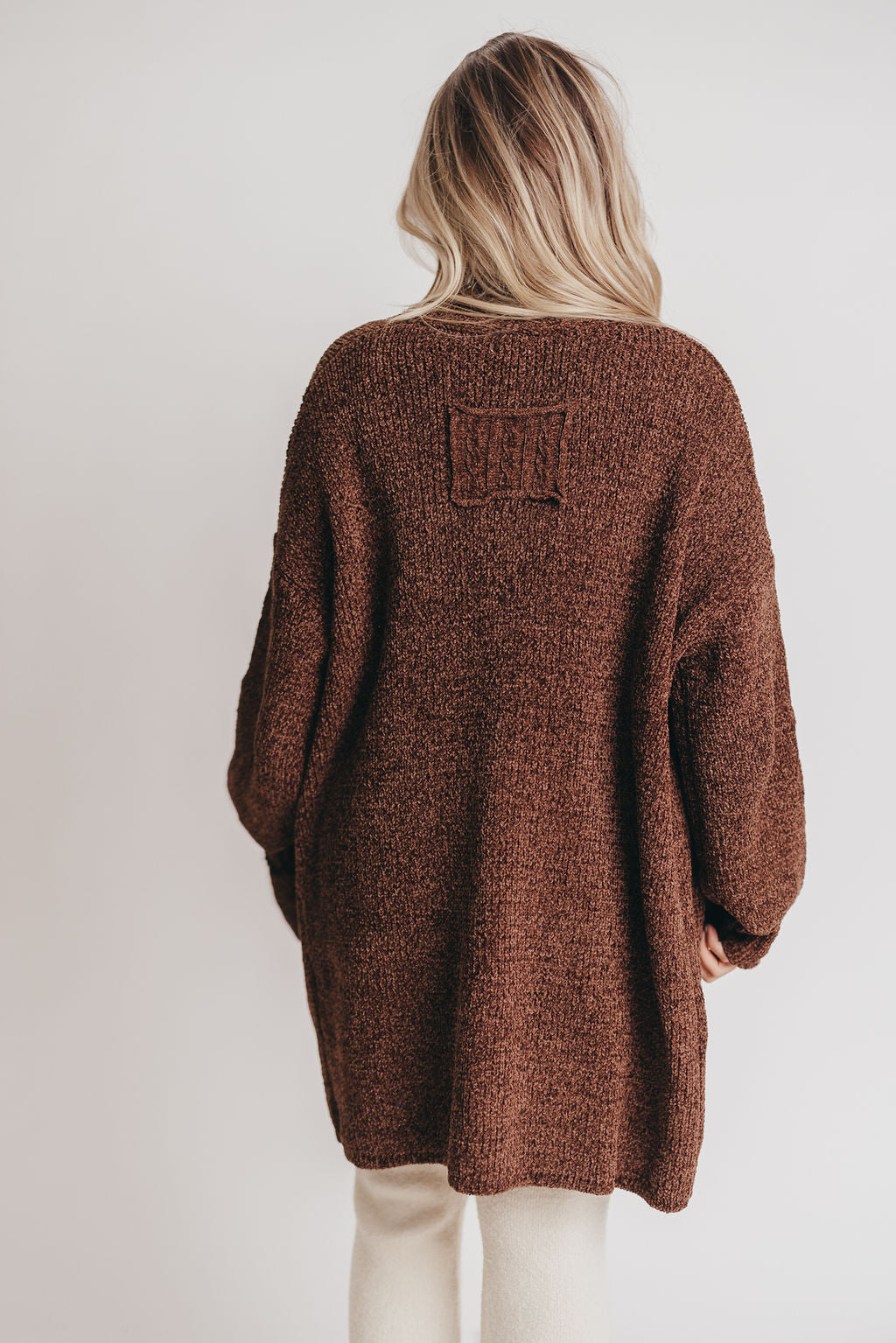 Remington Open Front Knit Cardigan in Dark Chocolate
