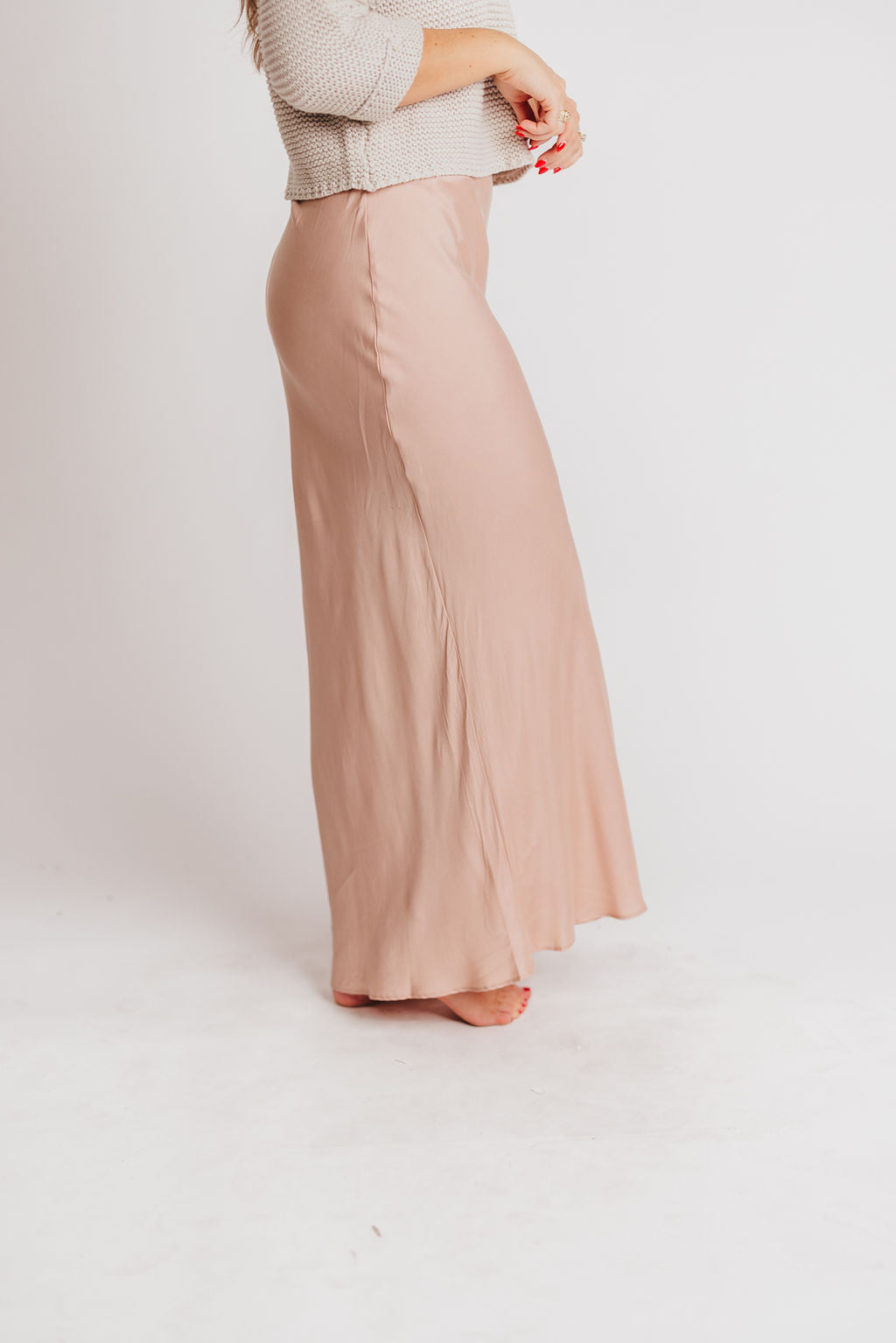 90s Bias Maxi Skirt in Rose