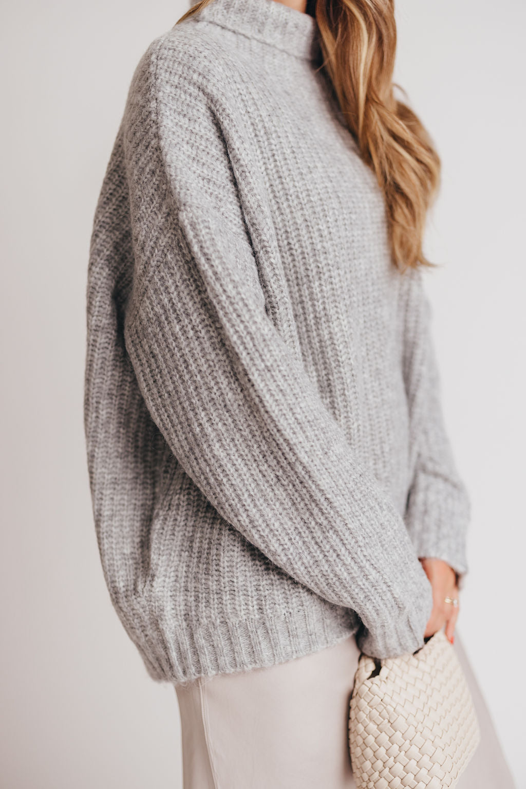 Wild Hearts Oversized Chunky Sweater in Heather Grey