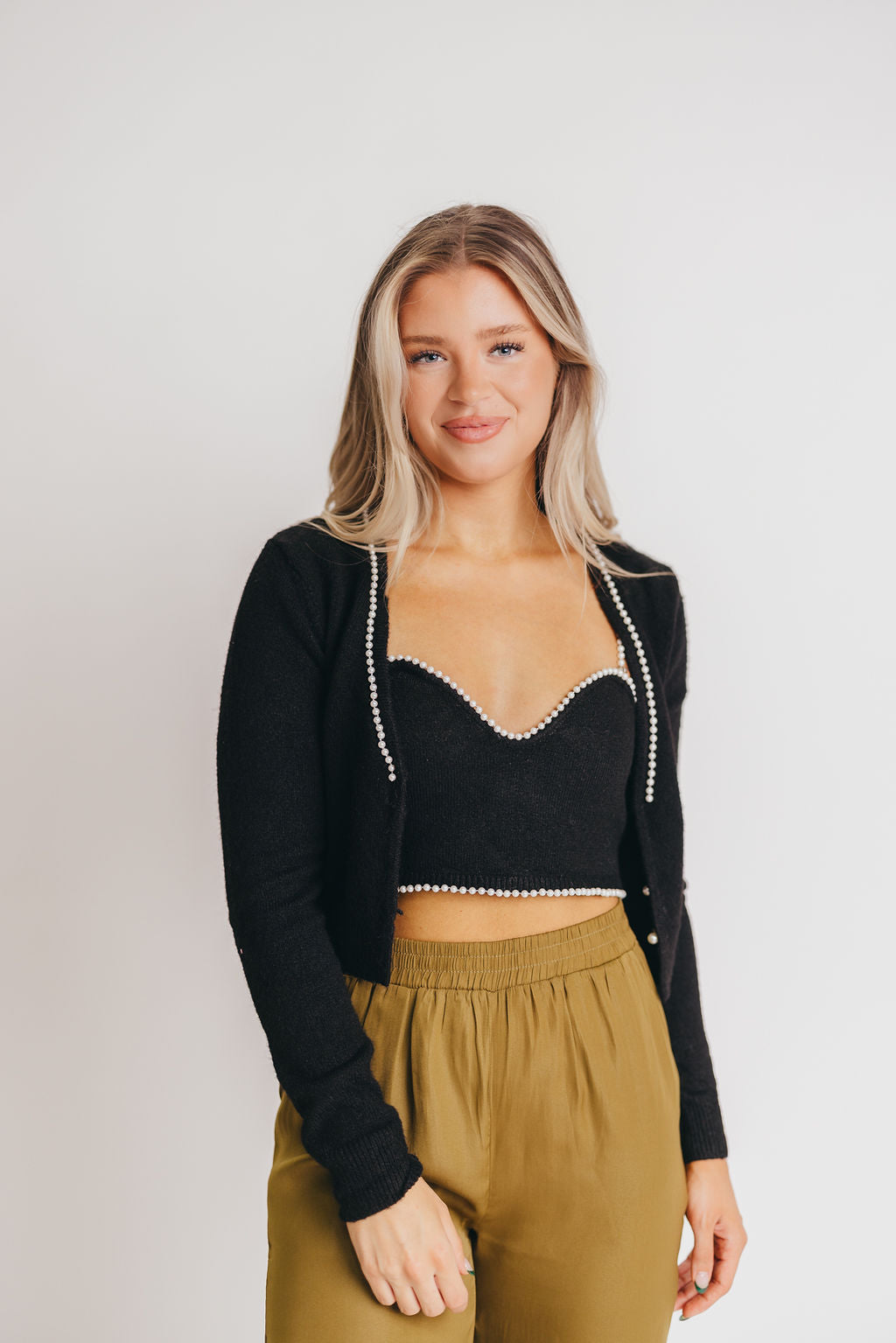 Melissa Sweater Tank with Pearl Detail
