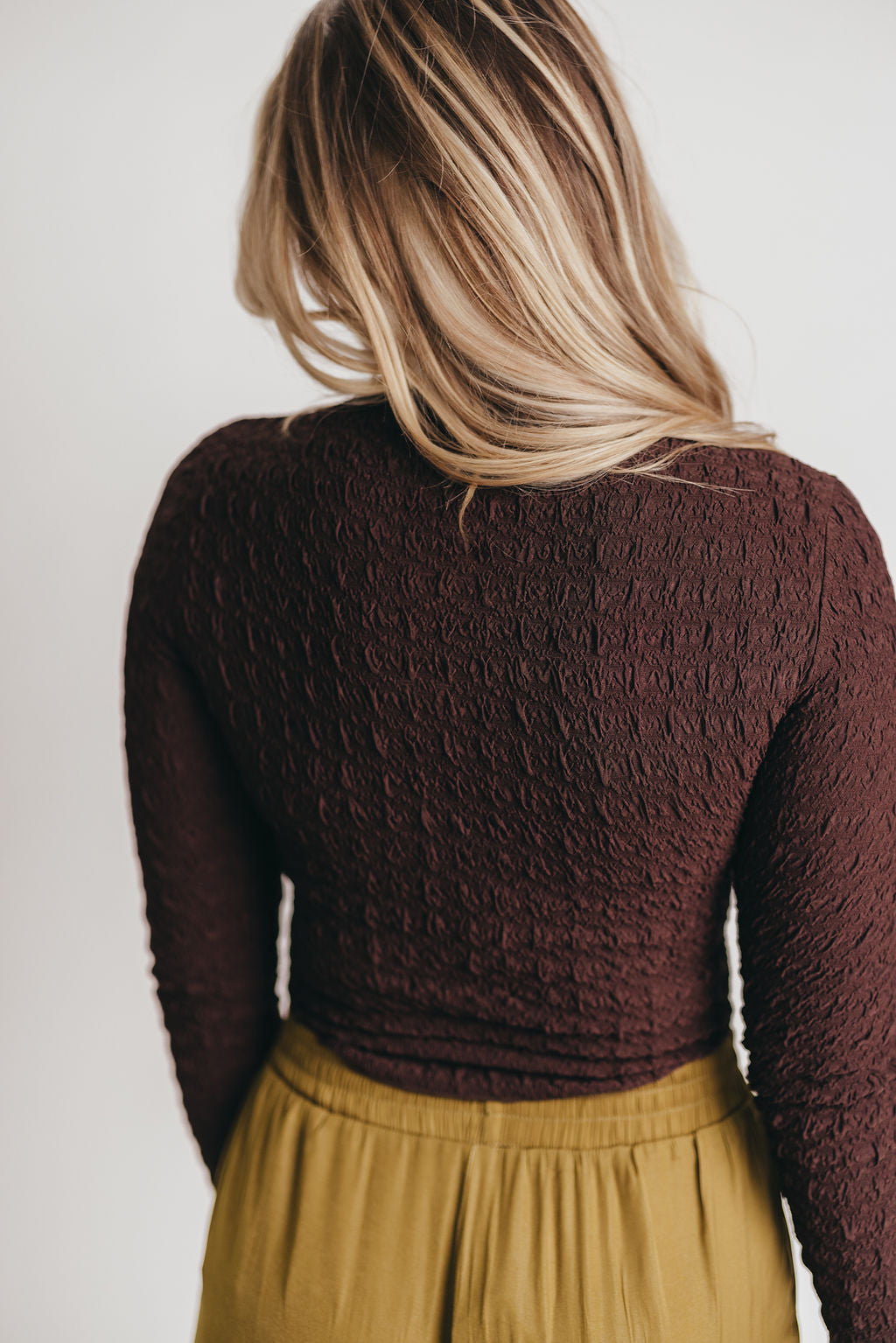 Max Textured Mockneck Top in Brown