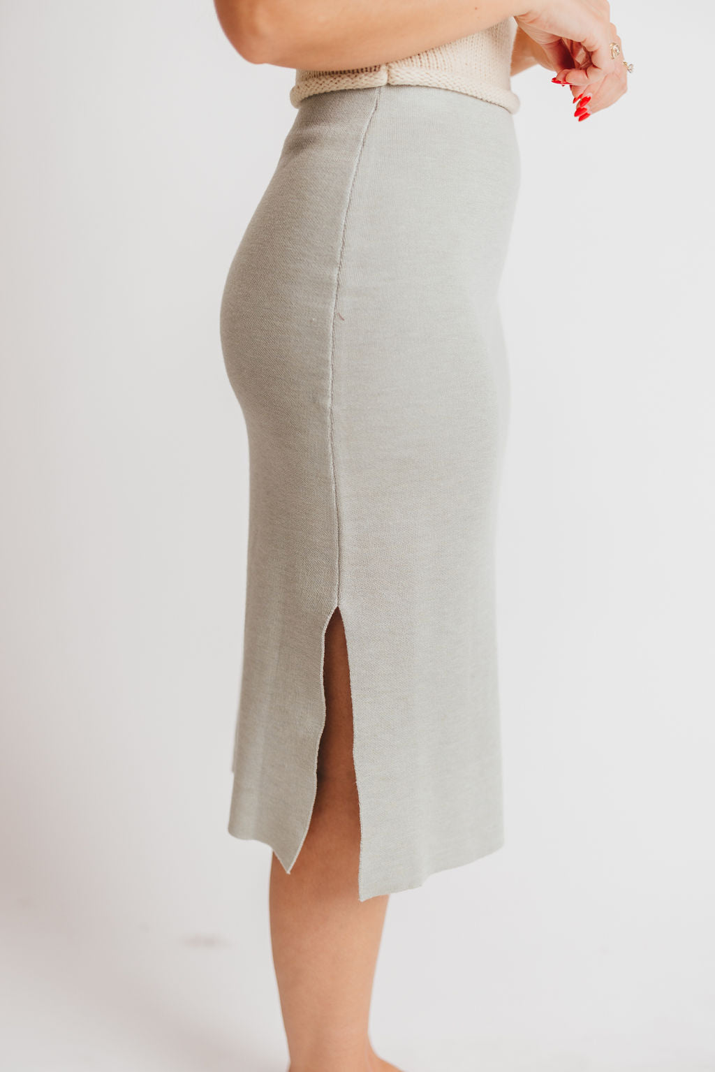 Limerick Sweater Midi Skirt in Sage