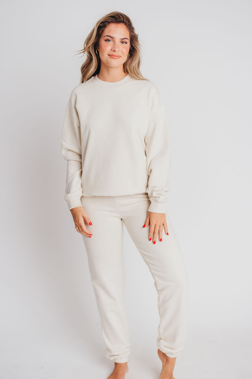 Worth the Label Oversized Crewneck Sweatshirt in Ivory Grey