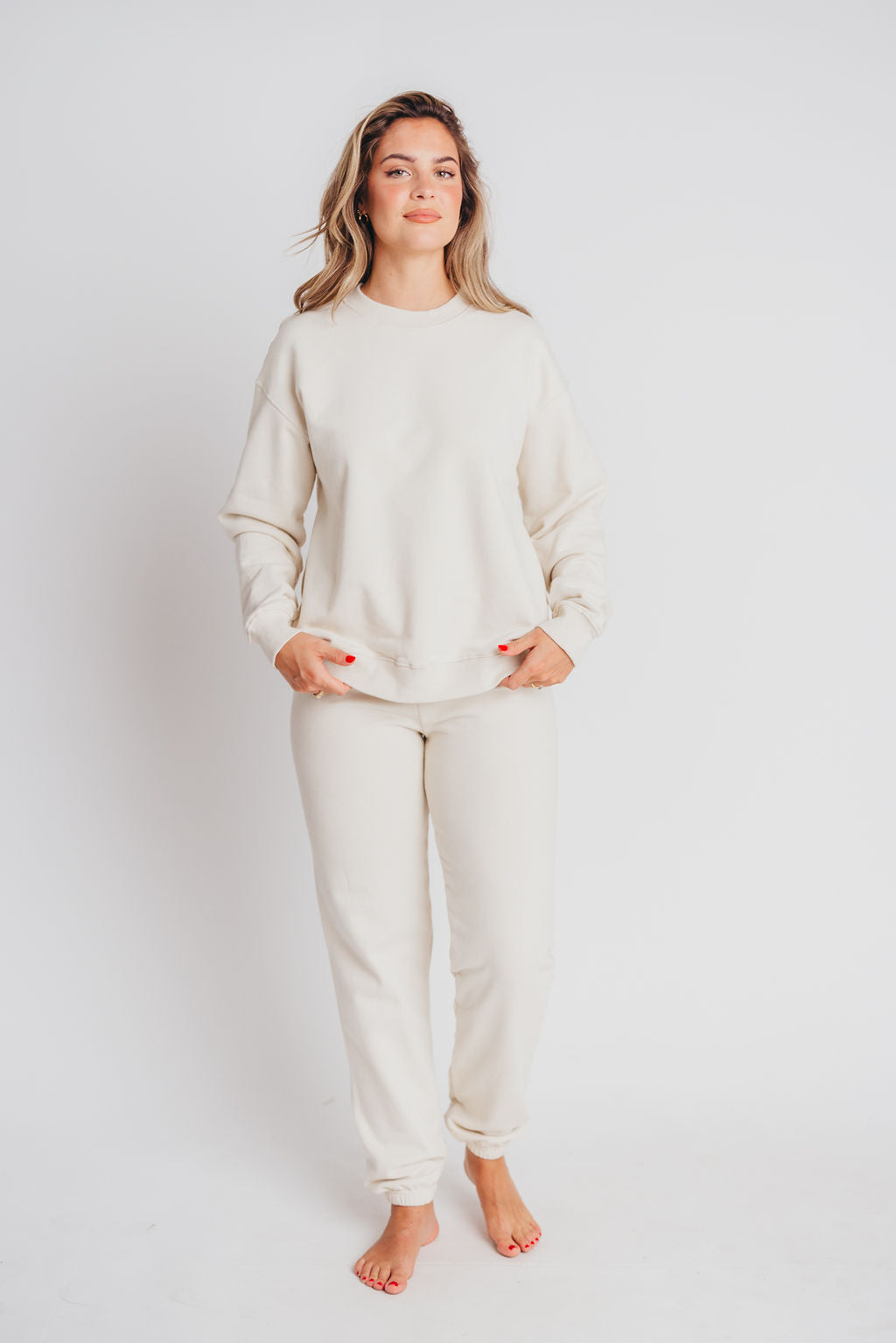 Worth the Label Oversized Crewneck Sweatshirt in Ivory Grey