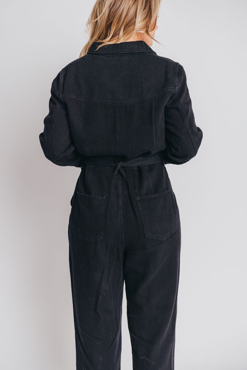 Gigi Cotton Twill Utility Jumpsuit in Black - Nursing Friendly - INCLUSIVE SIZING