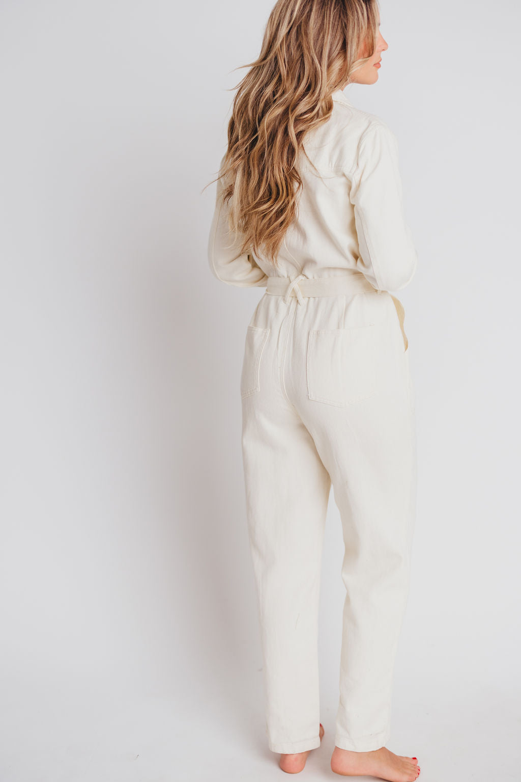 Gigi Cotton Twill Utility Jumpsuit in Vanilla - Nursing Friendly - INCLUSIVE SIZING