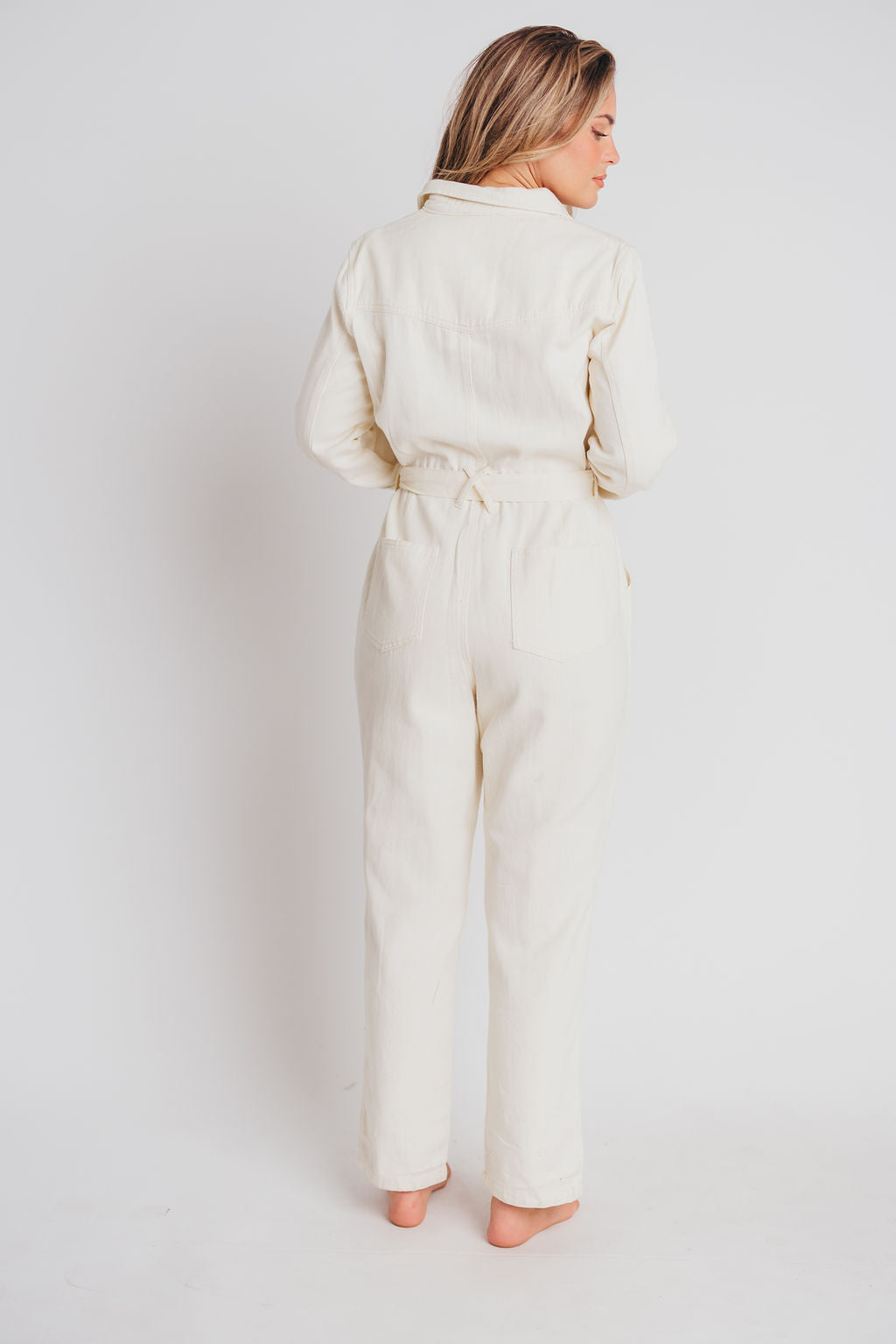 Gigi Cotton Twill Utility Jumpsuit in Vanilla - Nursing Friendly - INCLUSIVE SIZING