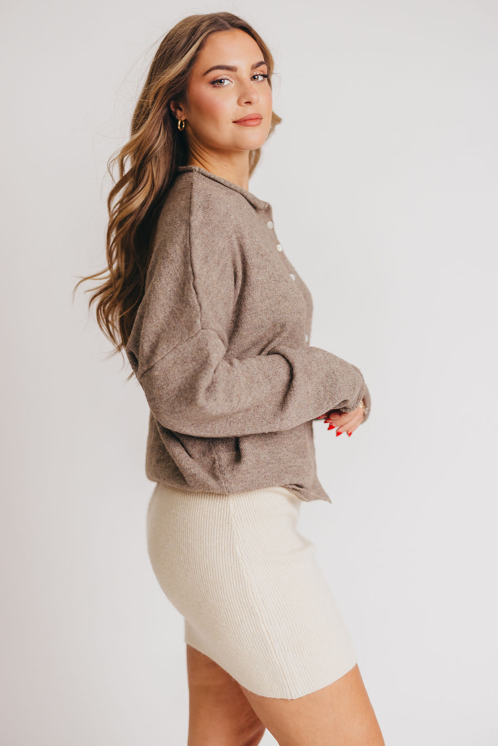 Skip the Line Cozy Knit Mini Skirt in Cream