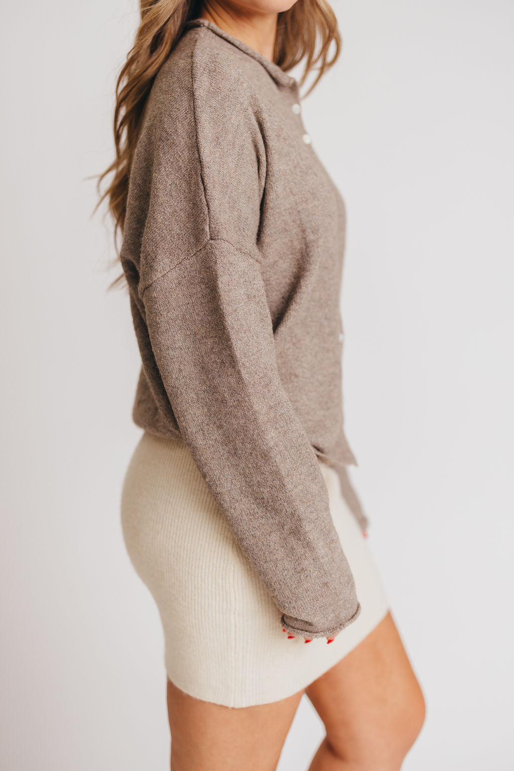 Skip the Line Cozy Knit Mini Skirt in Cream