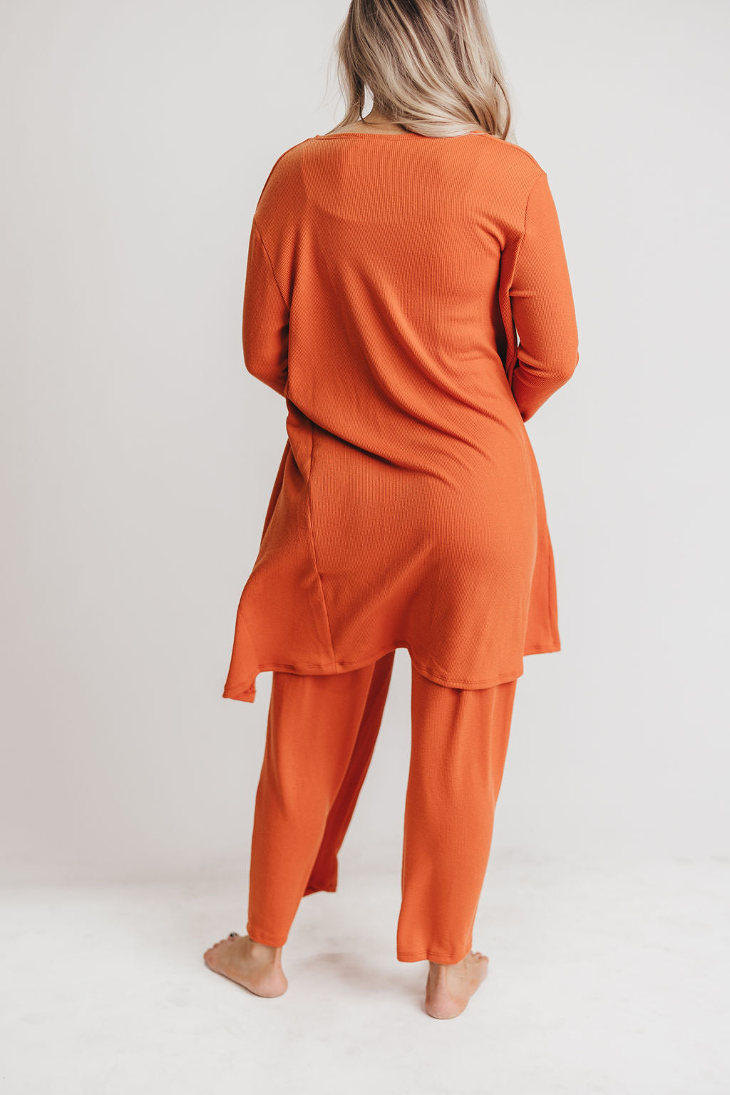 Betsy Ribbed Cardigan in Rust