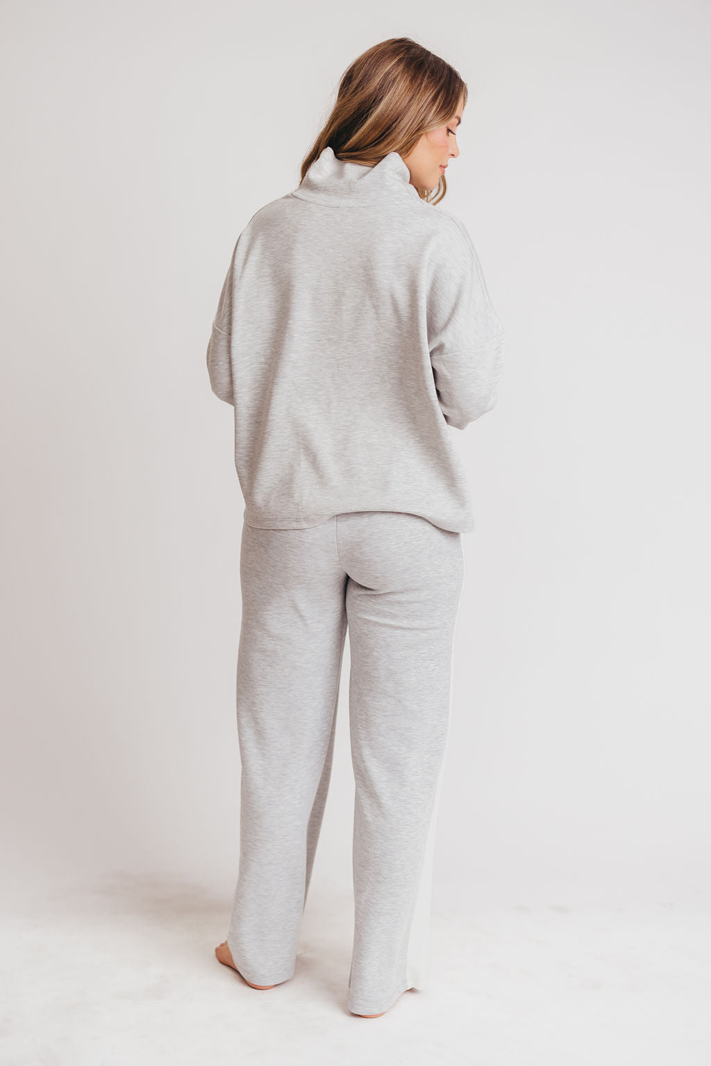 Eliot Scuba Modal Side Stripe Wide Leg Pants in Grey