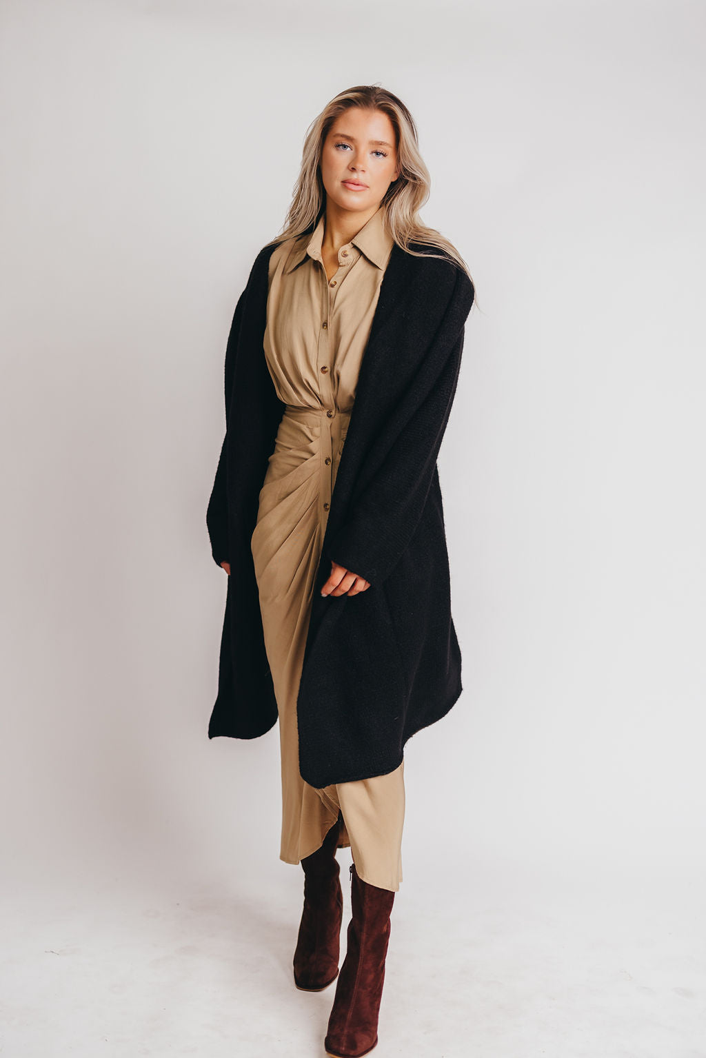 Noah Oversized Hooded Two Pocket Coatigan in Black *LUXURY ITEM*