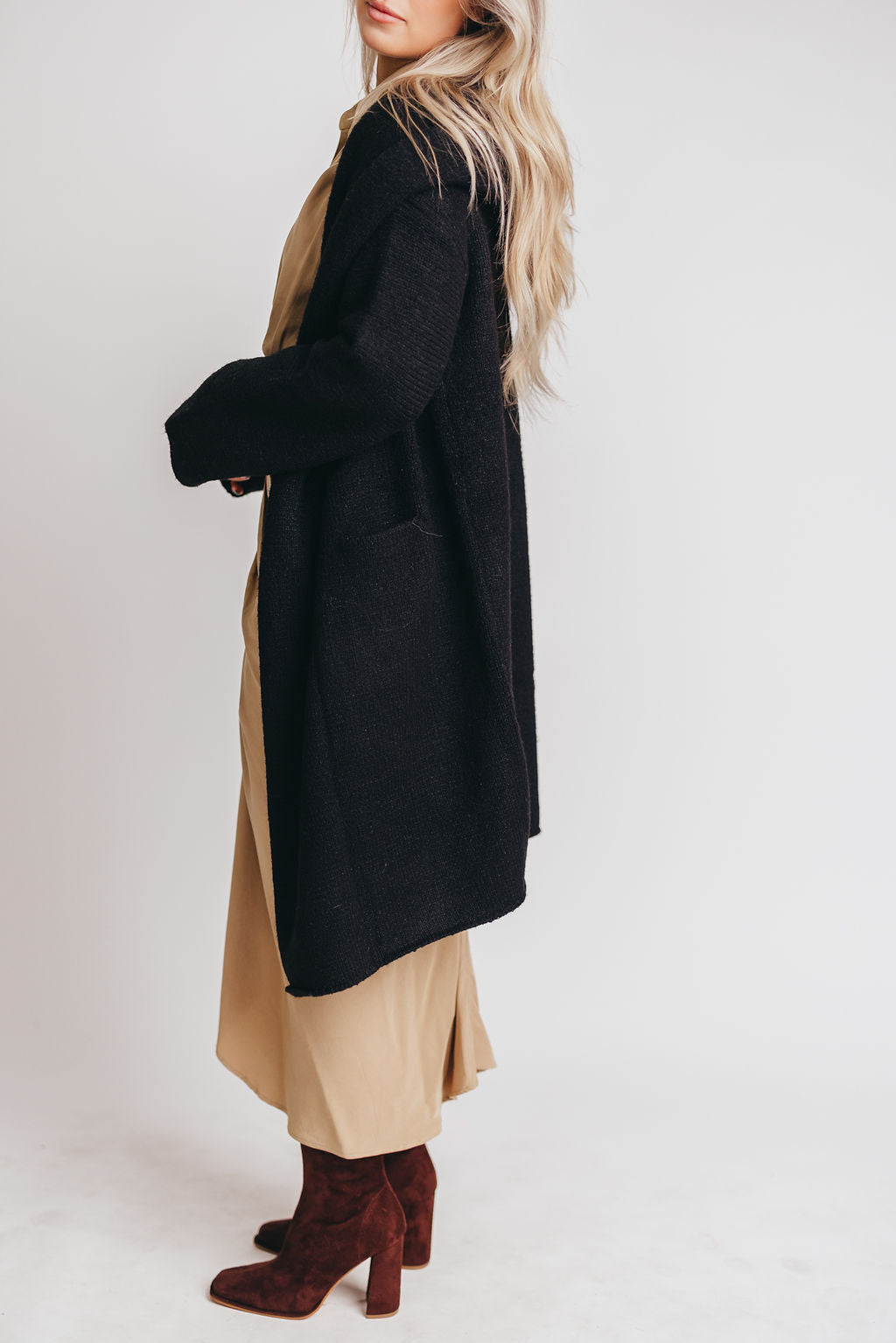 Noah Oversized Hooded Two Pocket Coatigan in Black *LUXURY ITEM*
