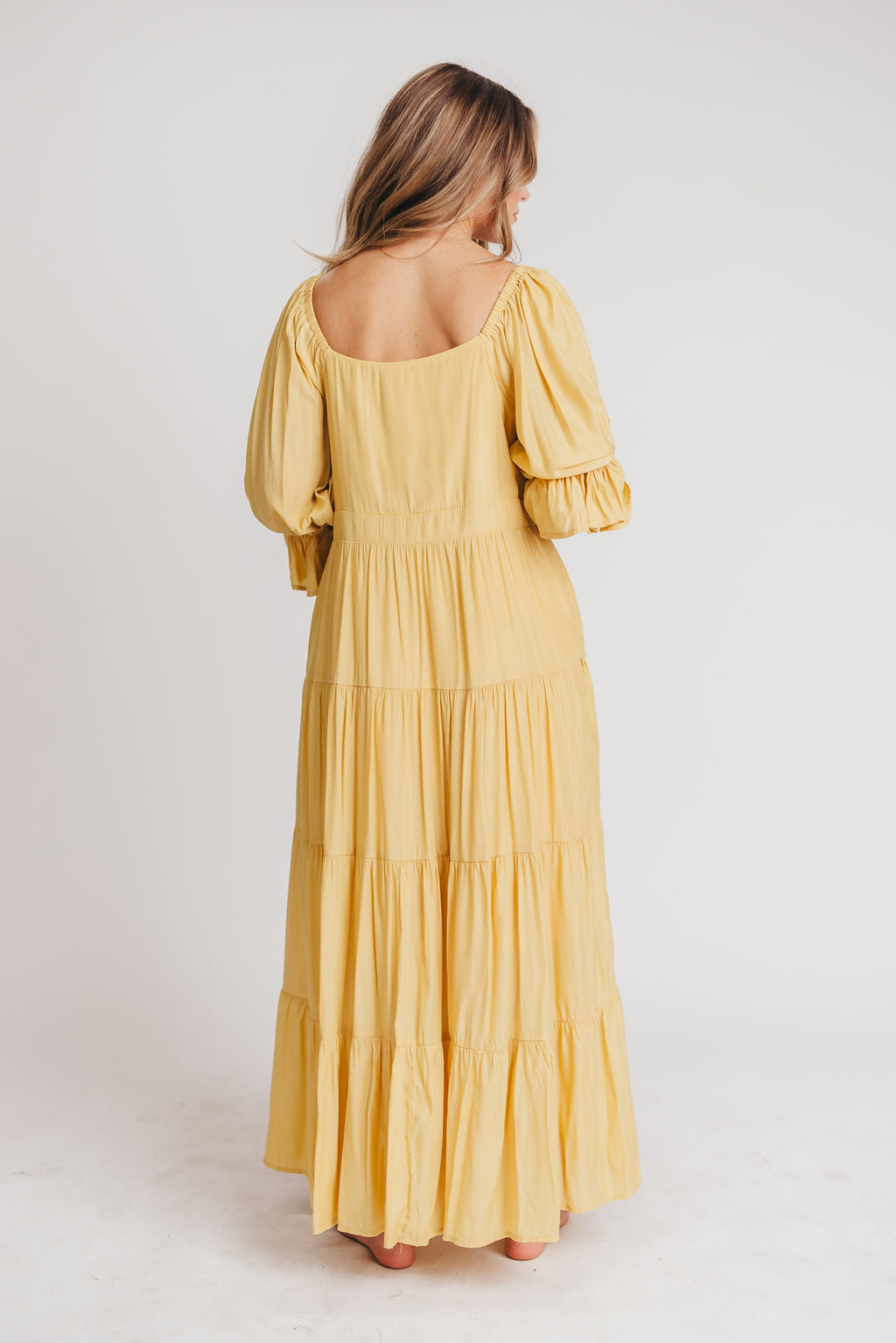 Enya Button Front Maxi Dress in Mustard - Maternity and Nursing Friendly