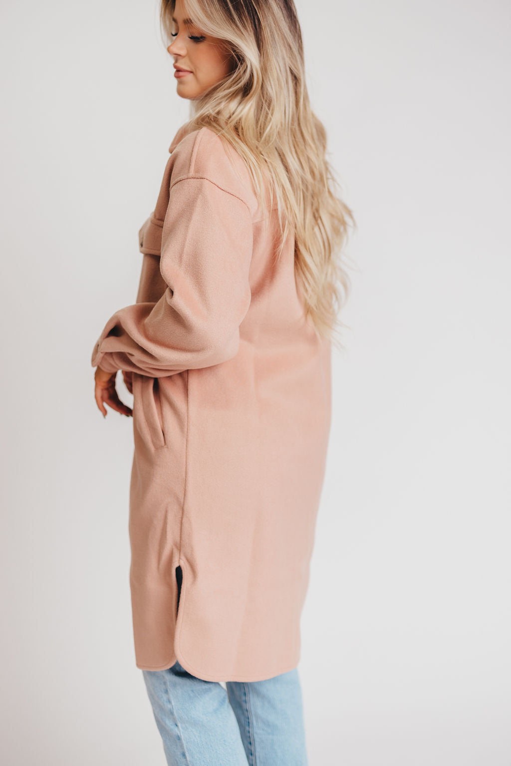 Paramore Cozy Oversized Long Shacket in Dusty Rose