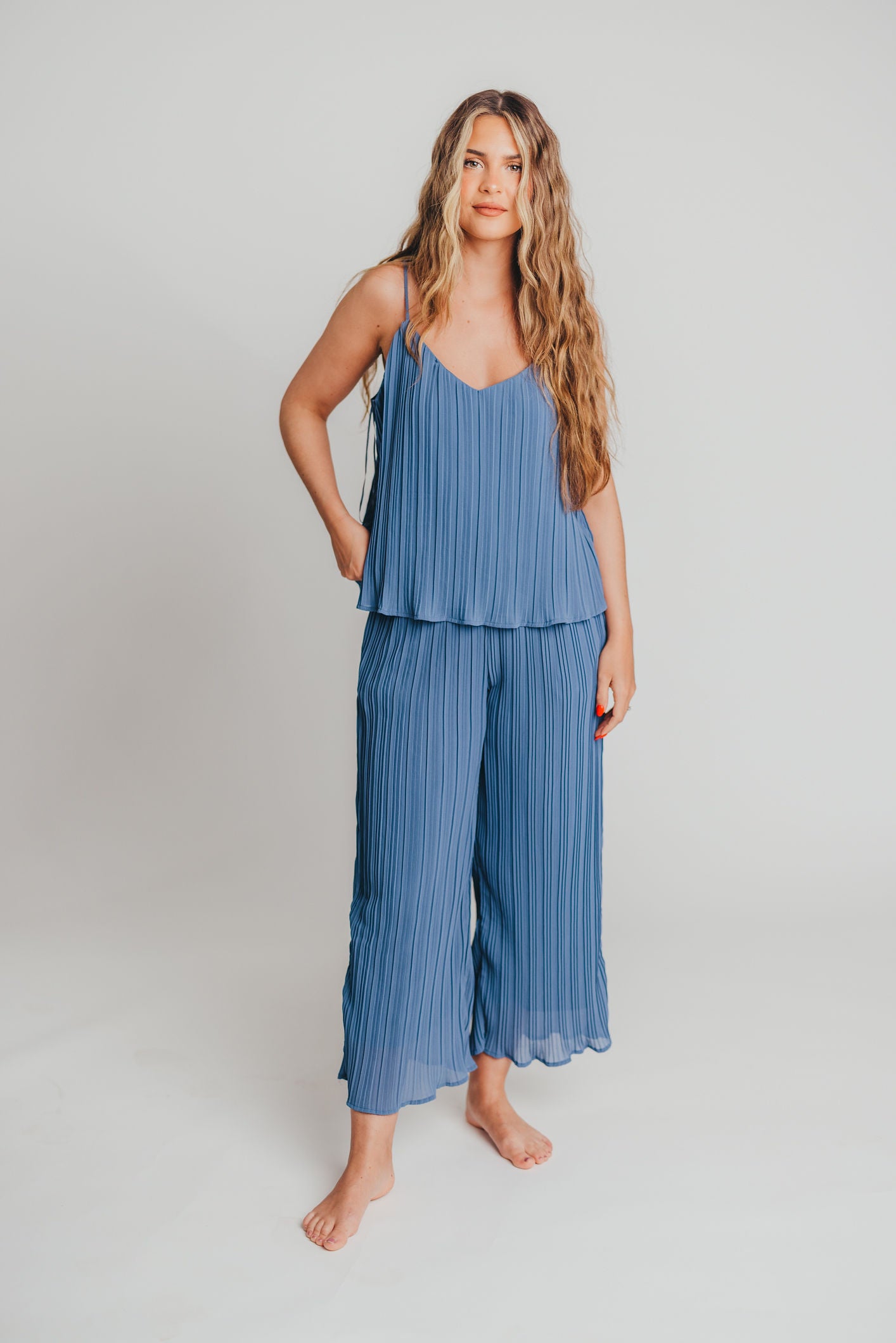 Pleated Cami Top in Cobalt (S-3X)