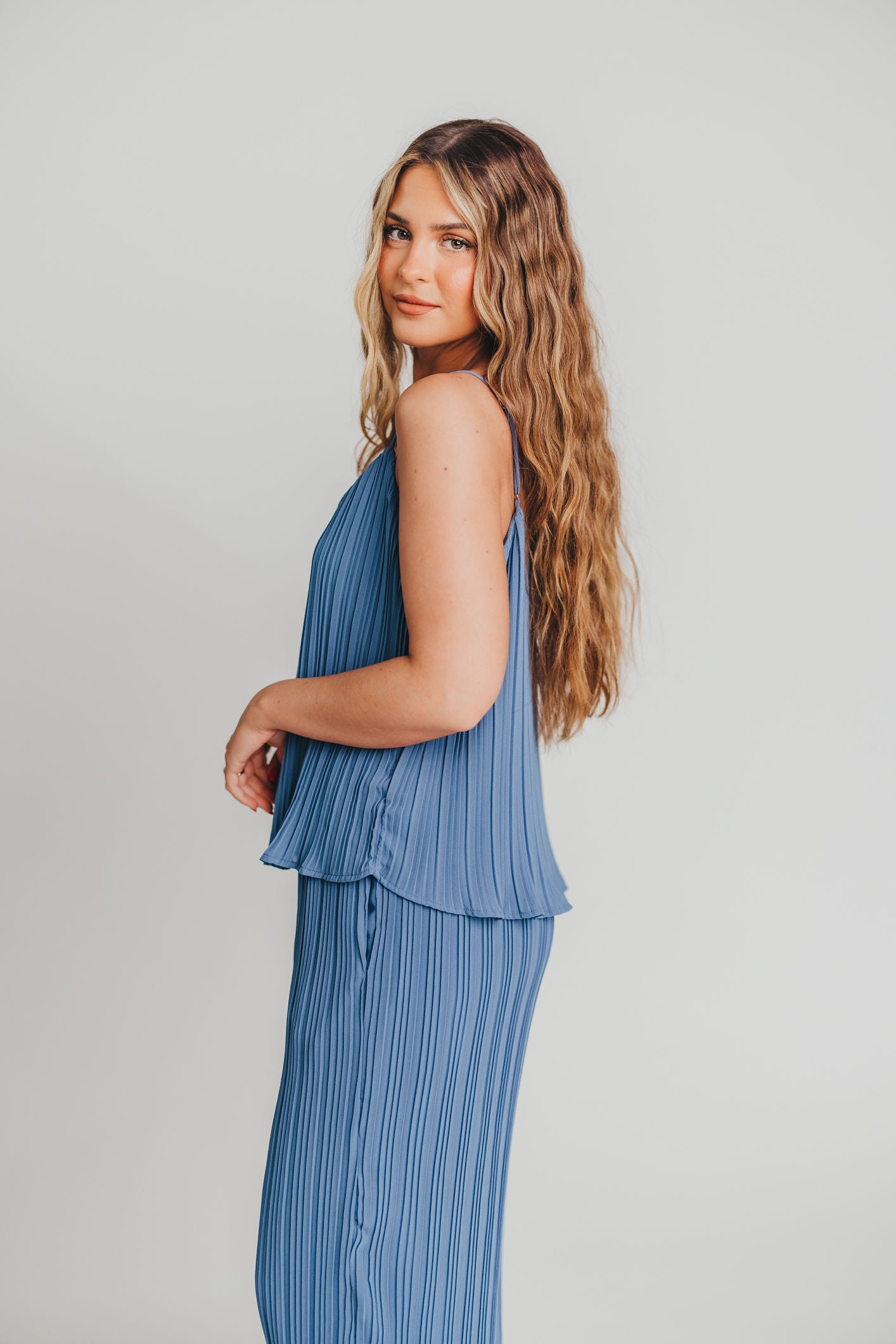 Pleated Cami Top in Cobalt (S-3X)