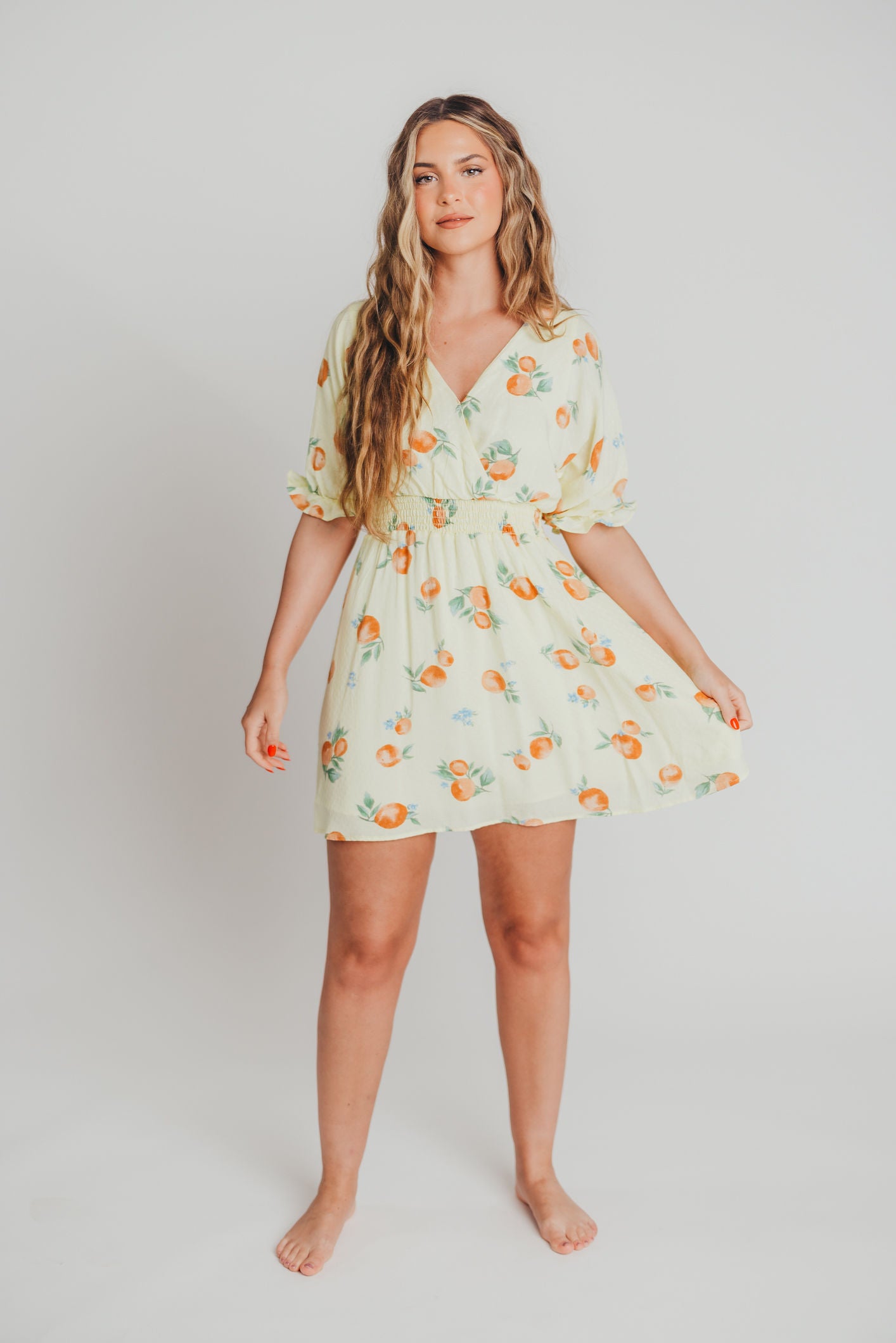 Celine Surplice Mini Dress in Lemon