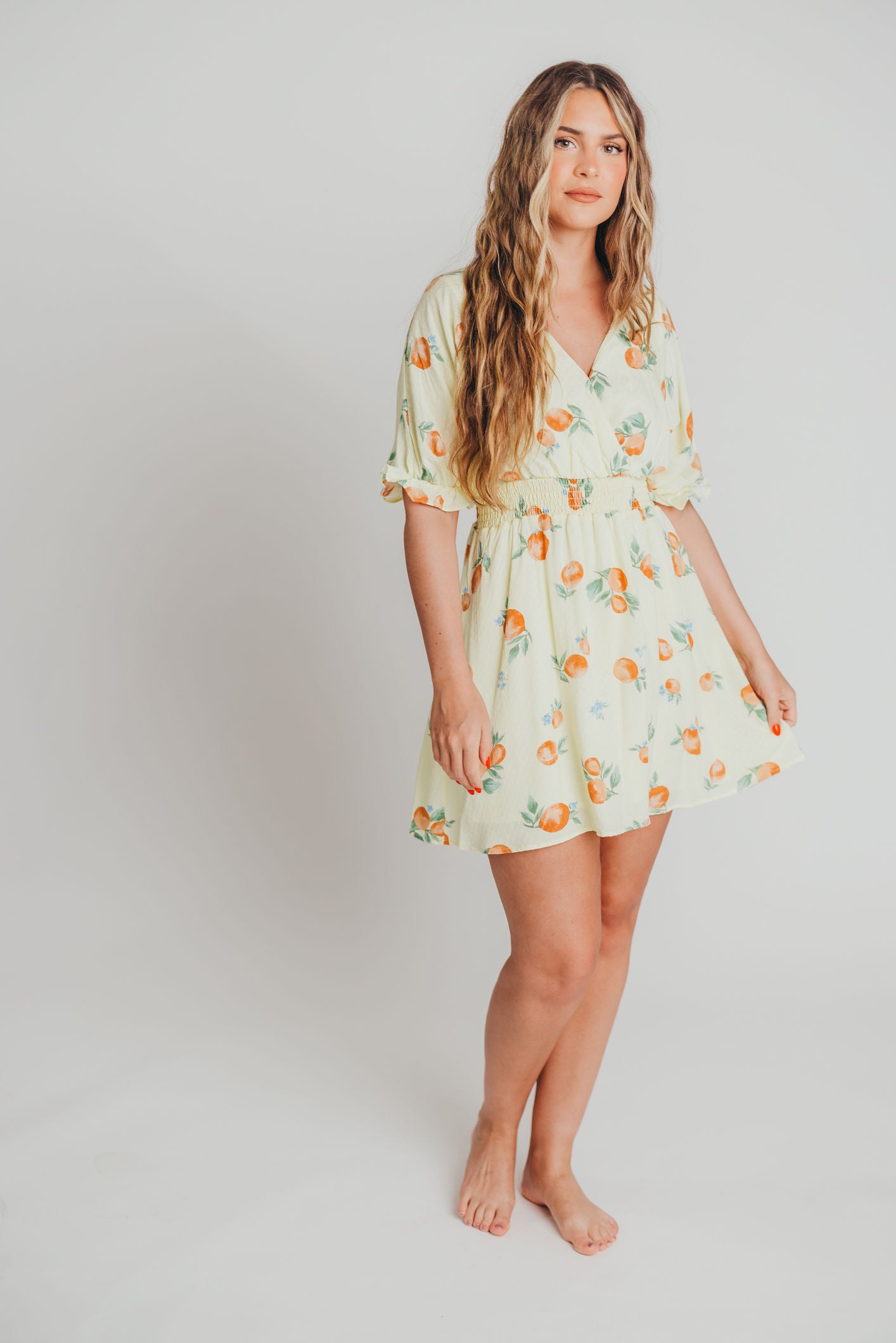 Celine Surplice Mini Dress in Lemon
