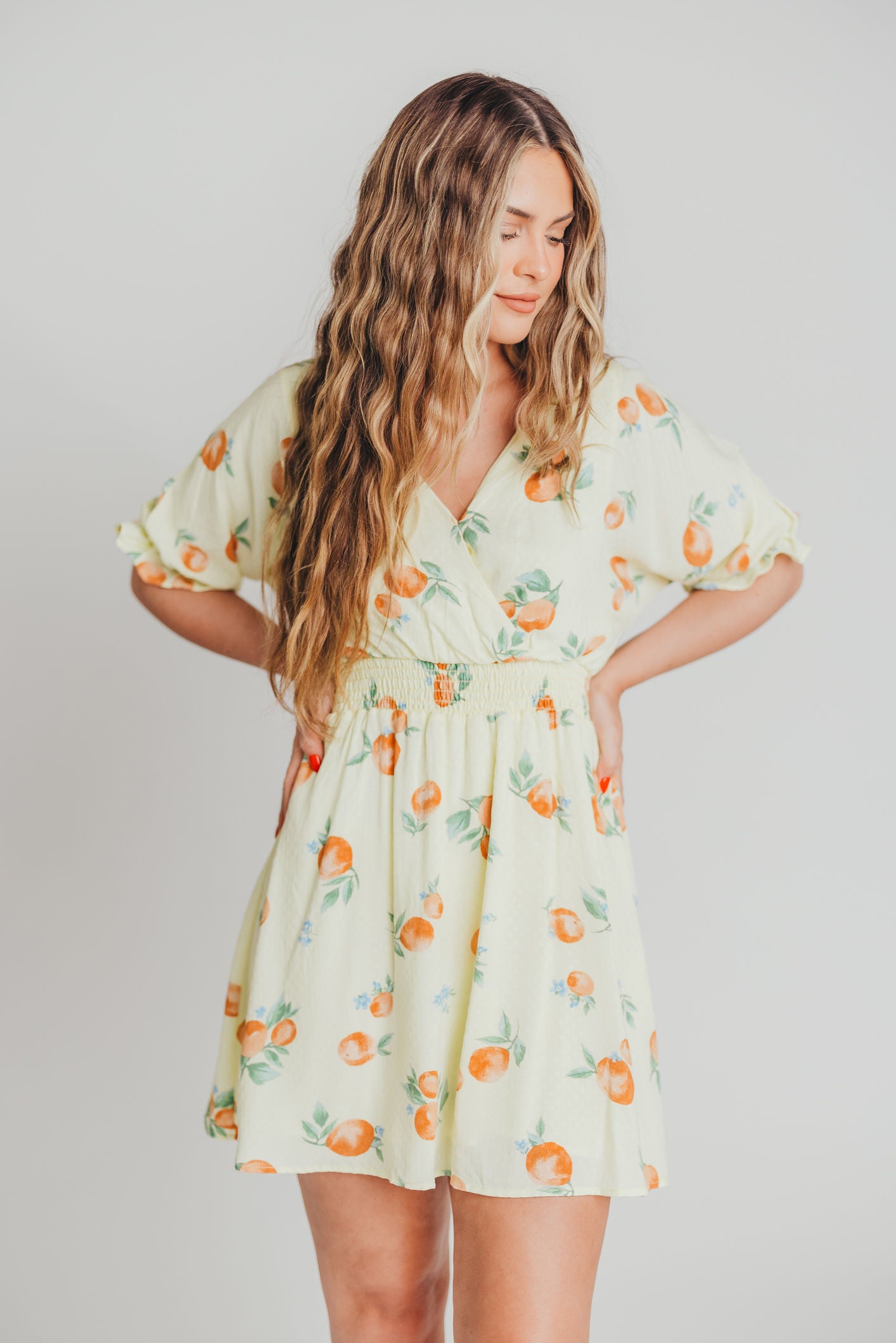 Celine Surplice Mini Dress in Lemon