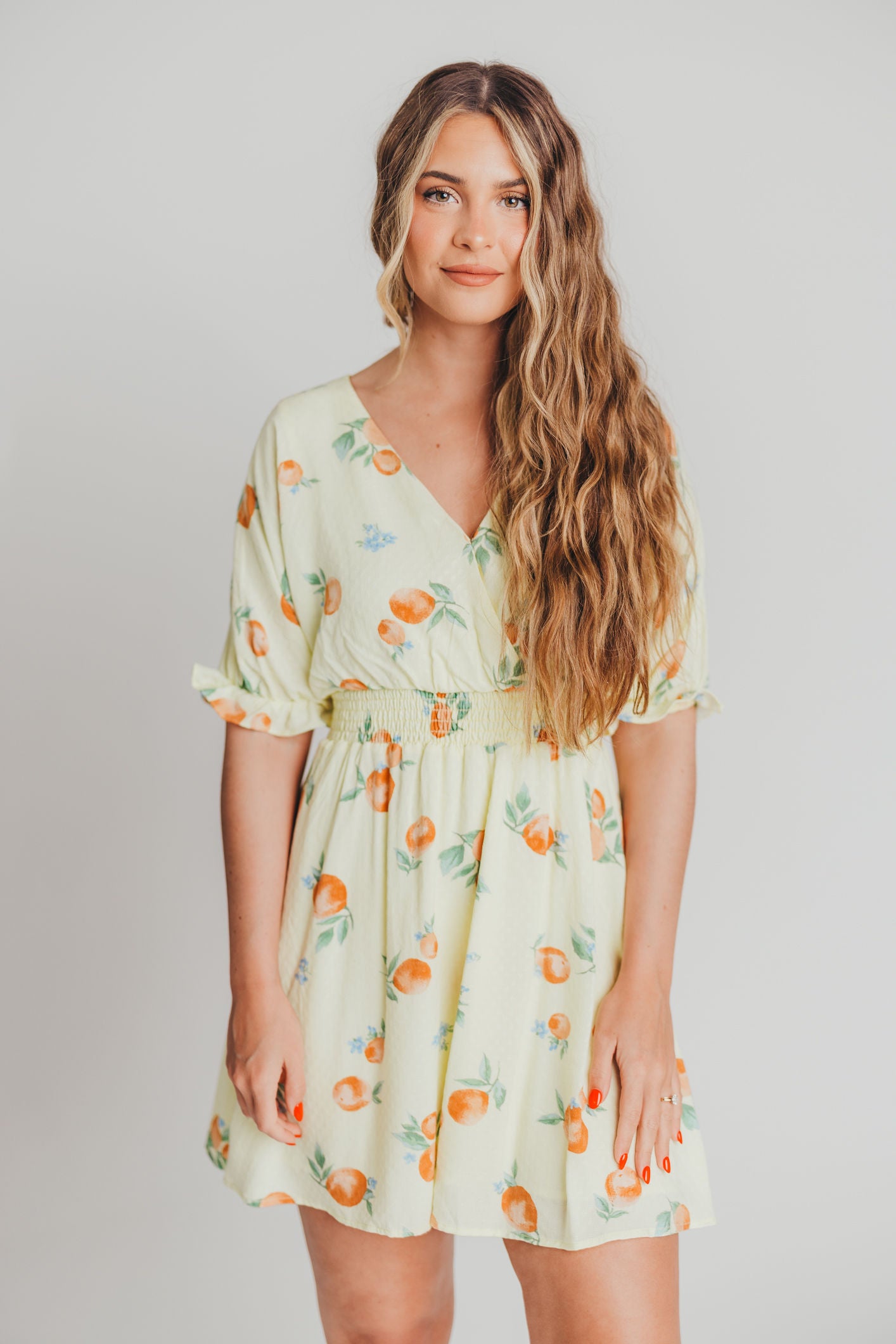 Celine Surplice Mini Dress in Lemon