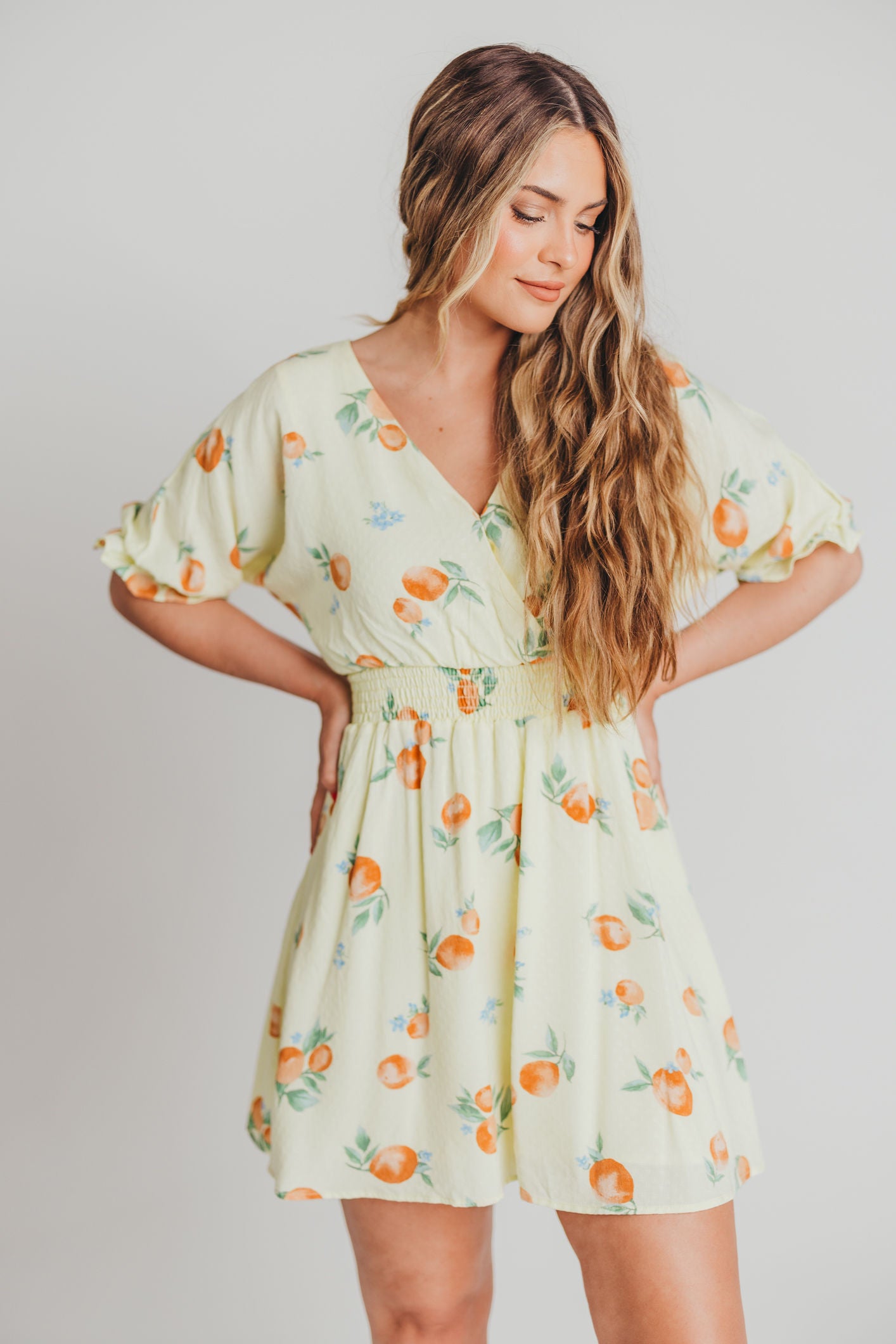 Celine Surplice Mini Dress in Lemon