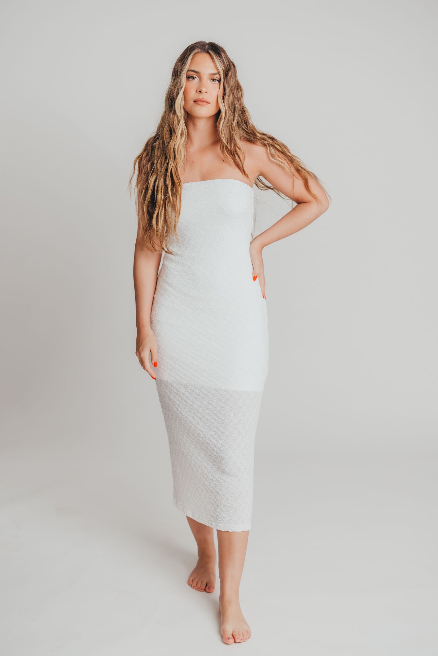 Jasmine Tube Dress with Corset Back in White