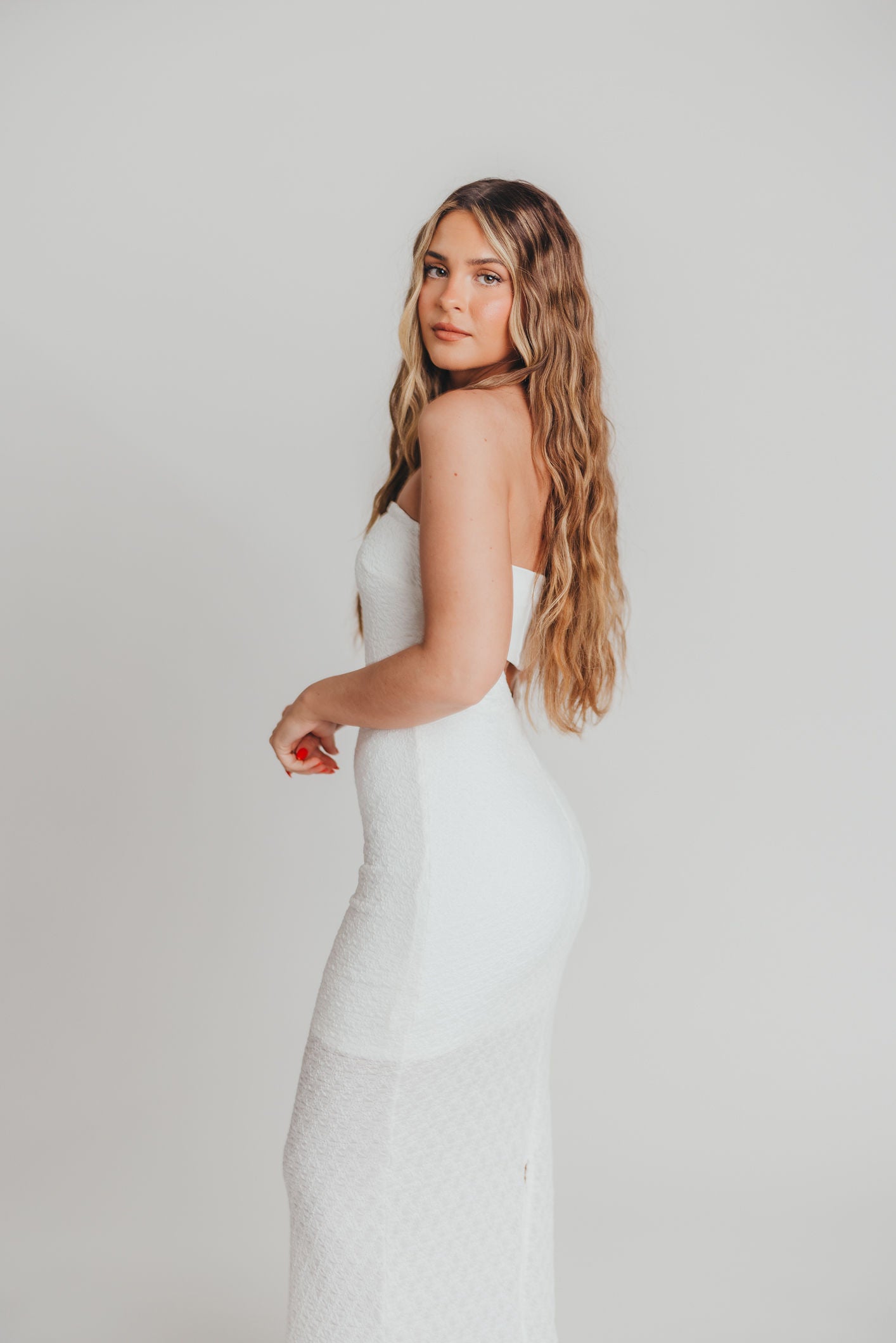 Jasmine Tube Dress with Corset Back in White