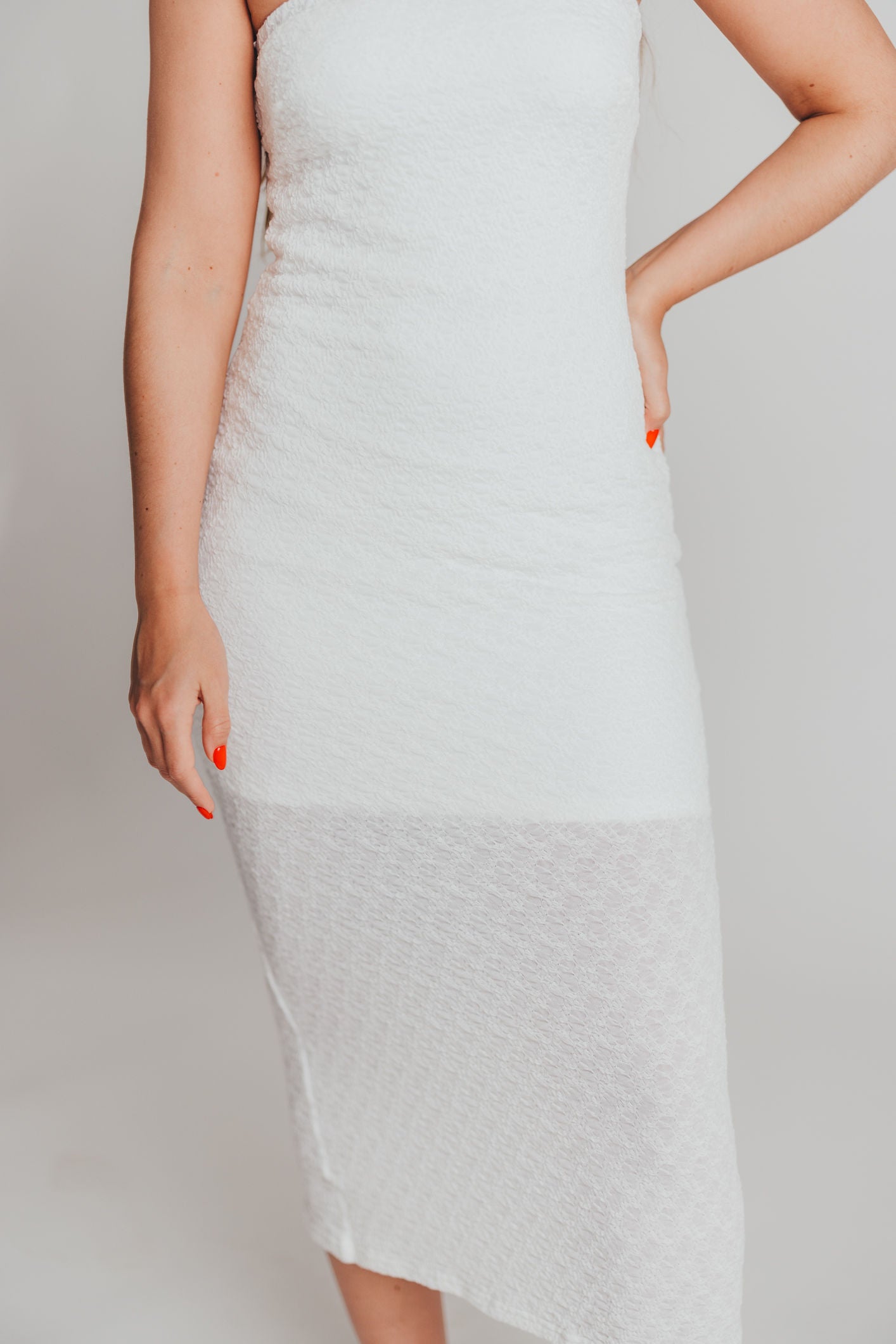 Jasmine Tube Dress with Corset Back in White
