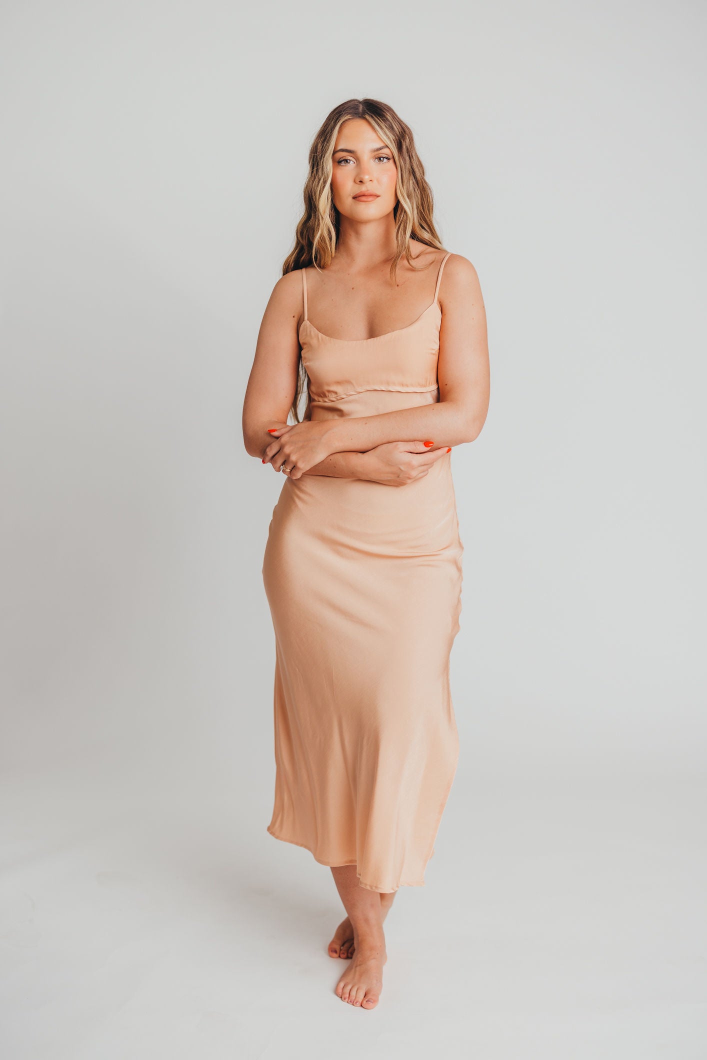 Chadray Satin Maxi in Creamsicle