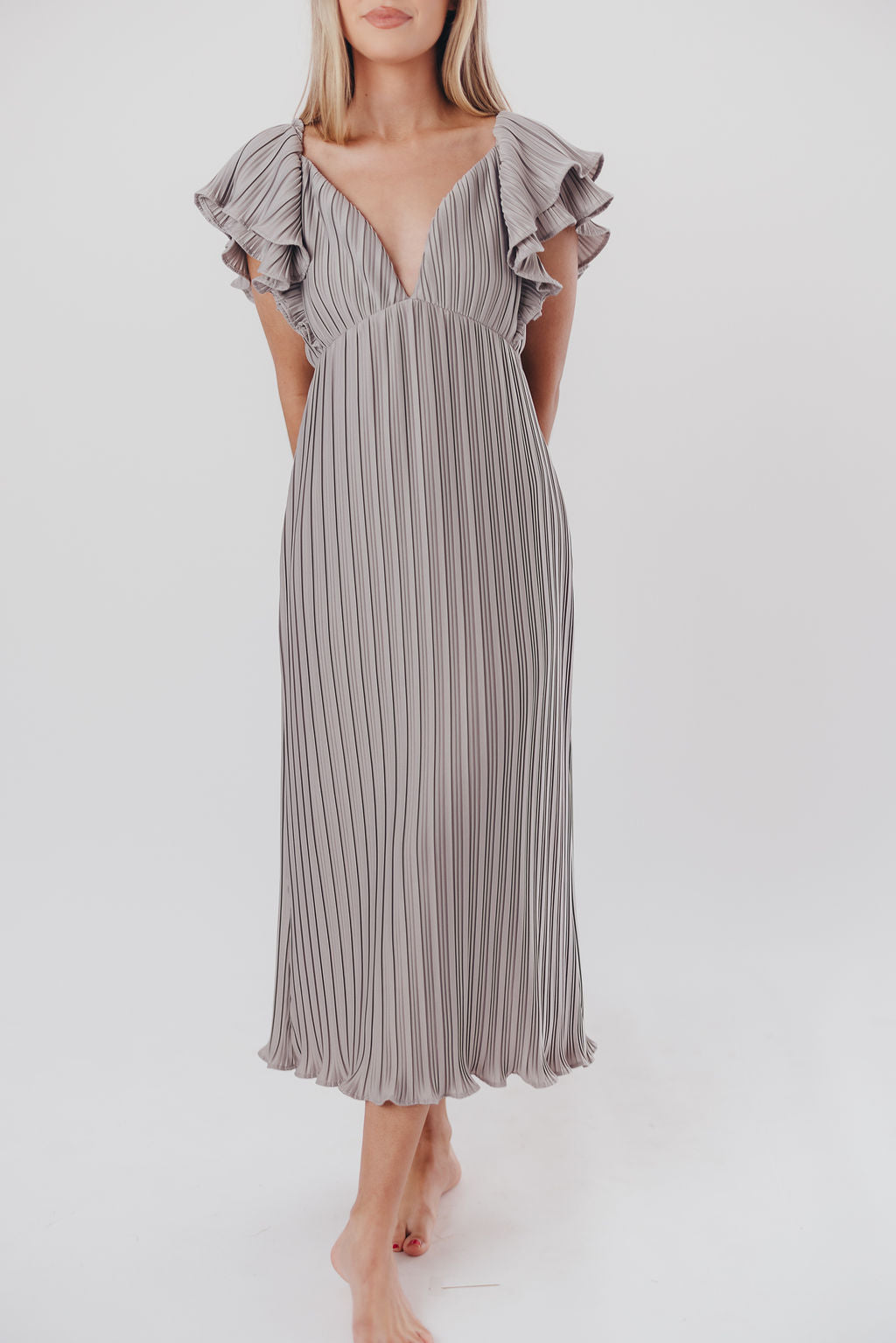 Lucky Charm Midi Dress in Grey - Bump Friendly & Inclusive Sizing (S-3