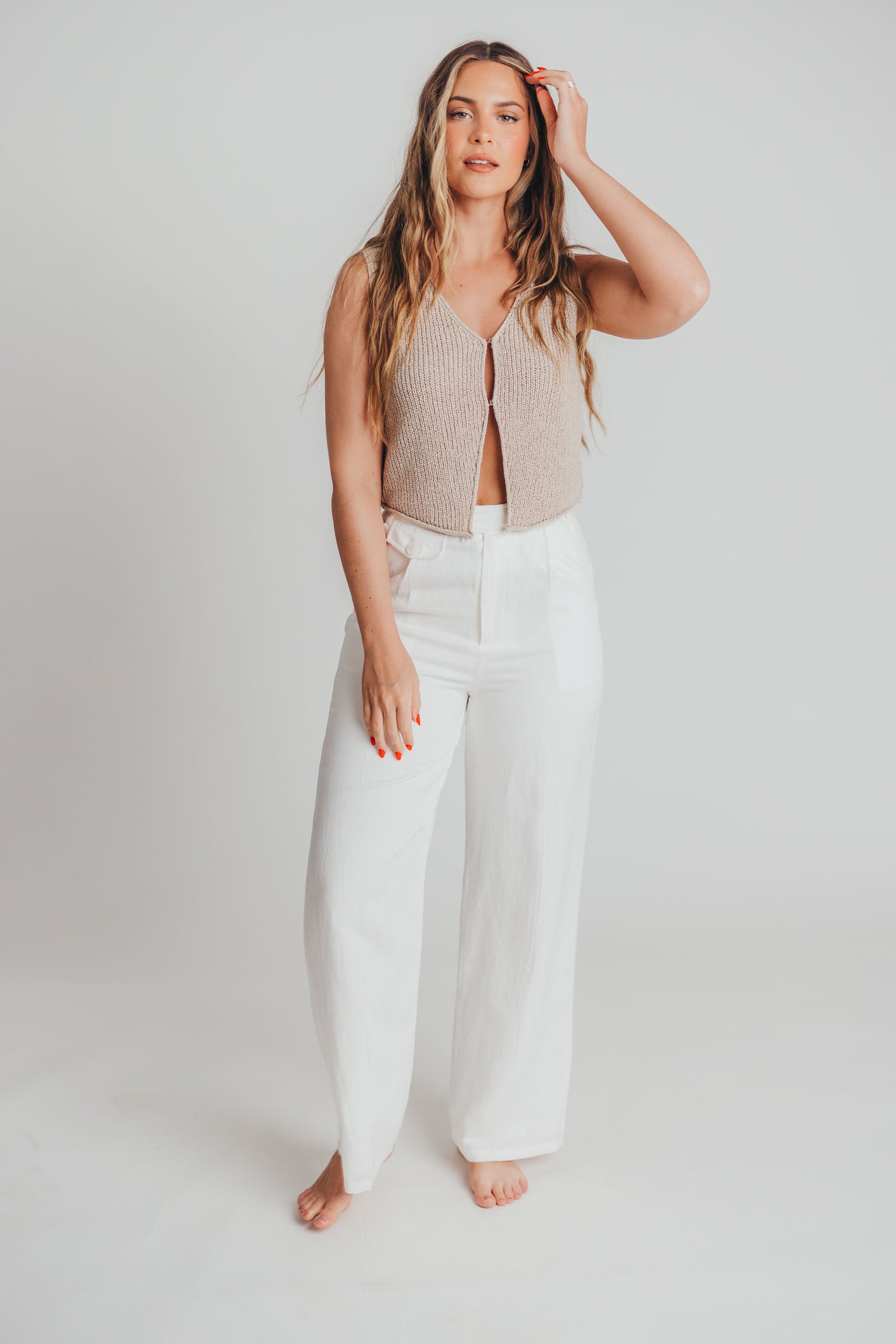 Jules Wide Leg Trouser in White