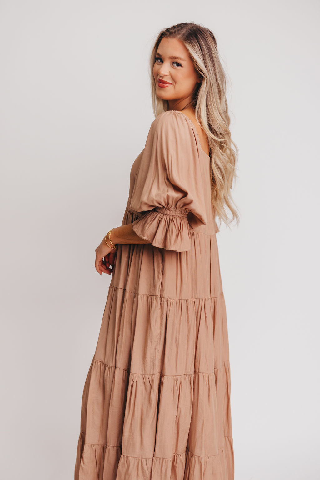 Enya Button Front Maxi Dress in Clay - Maternity and Nursing Friendly