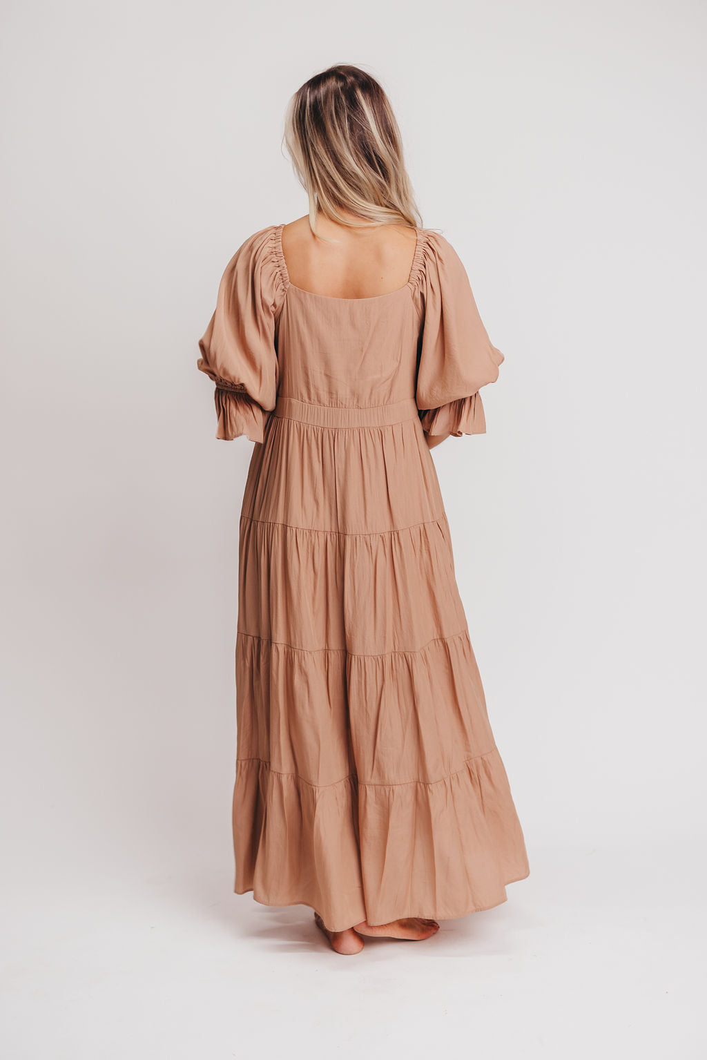 Enya Button Front Maxi Dress in Clay - Maternity and Nursing Friendly