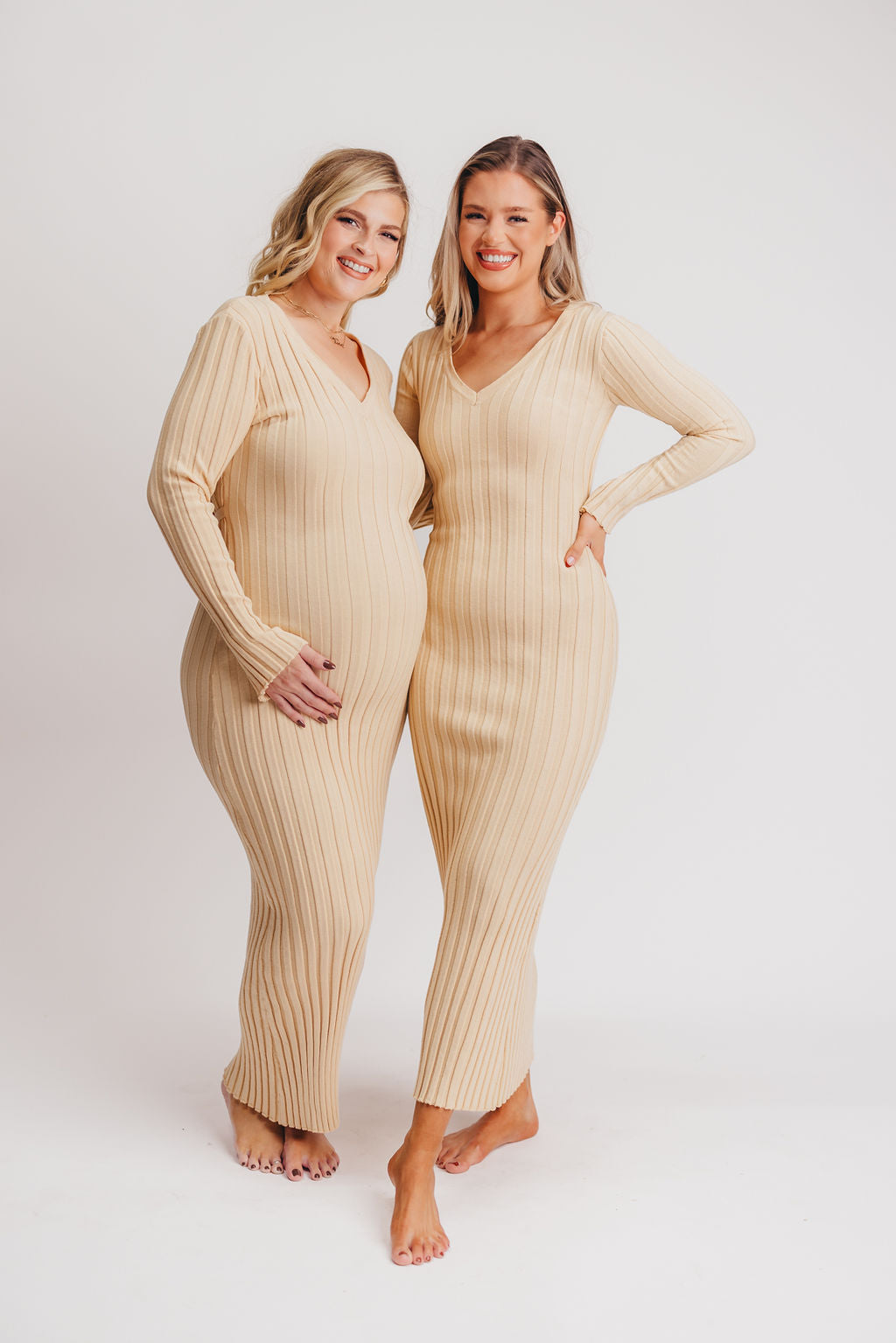 Olivia Ribbed Knit Maxi in Neutral (S-XL) - Bump Friendly - Worth Collective EXCLUSIVE!