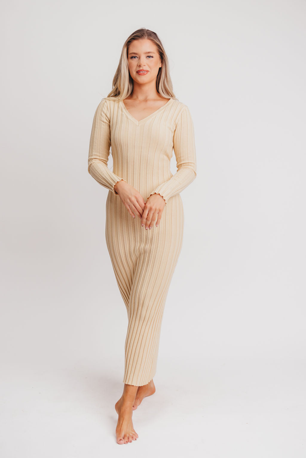 Olivia Ribbed Knit Maxi in Neutral (S-XL) - Bump Friendly - Worth Collective EXCLUSIVE!
