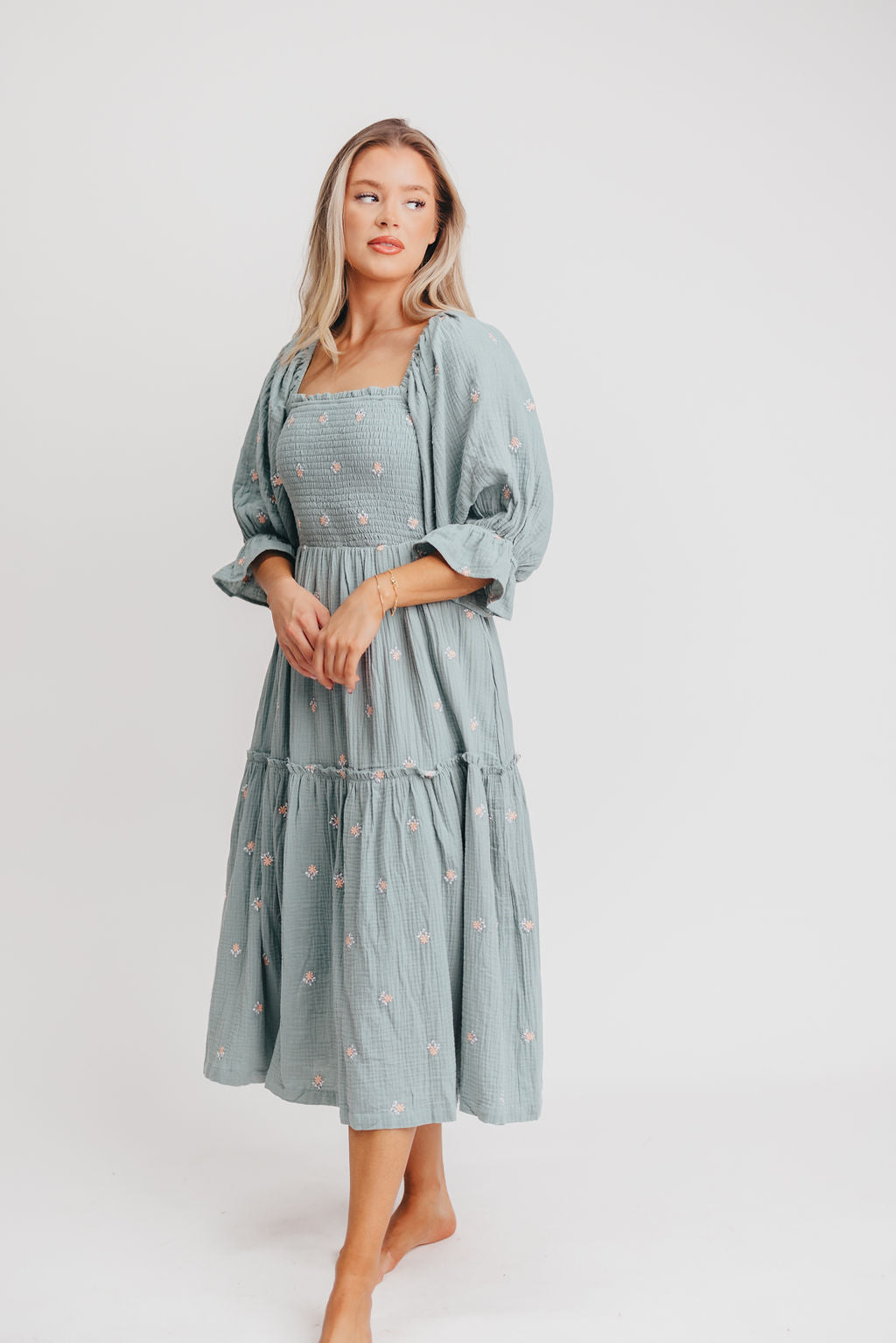 Evie Floral Maxi in Sage - Bump Friendly