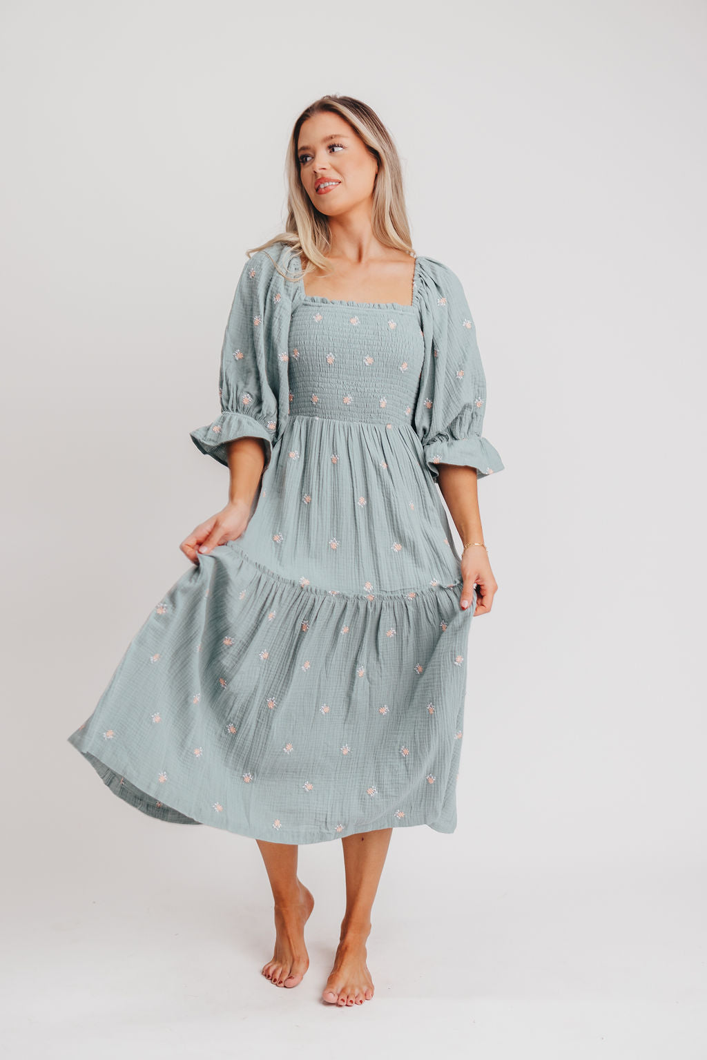 Evie Floral Maxi in Sage - Bump Friendly