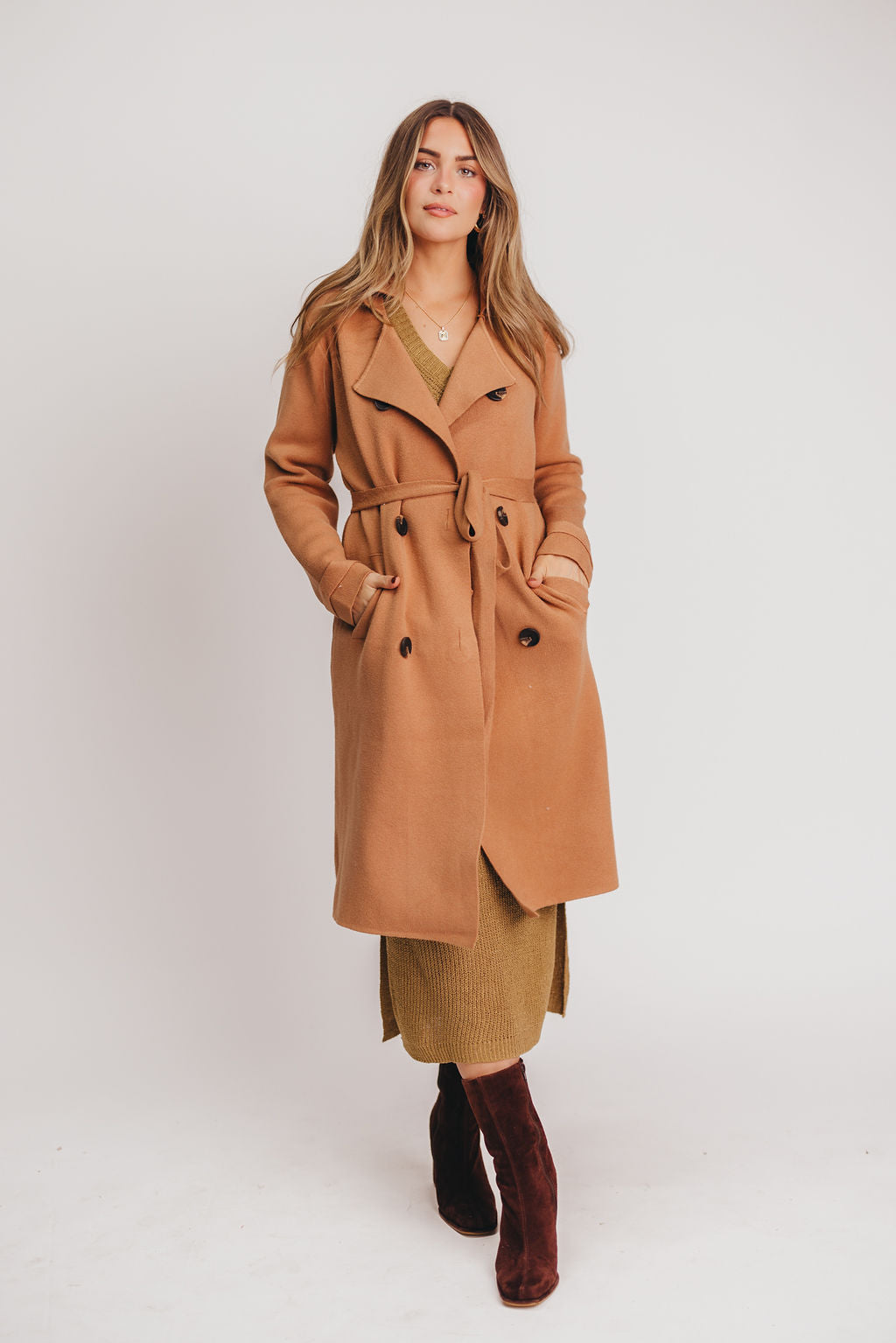 Cadenza Cashmere-Blend Peacoat in Camel *LUXURY ITEM*