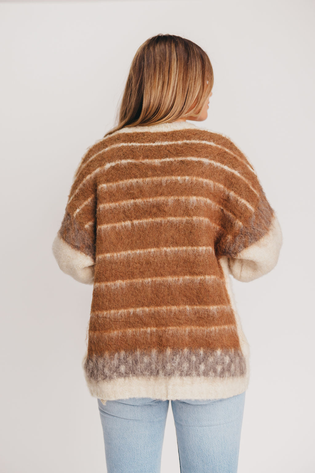Jameson Color-Mixed Sweater Cardigan in Oat