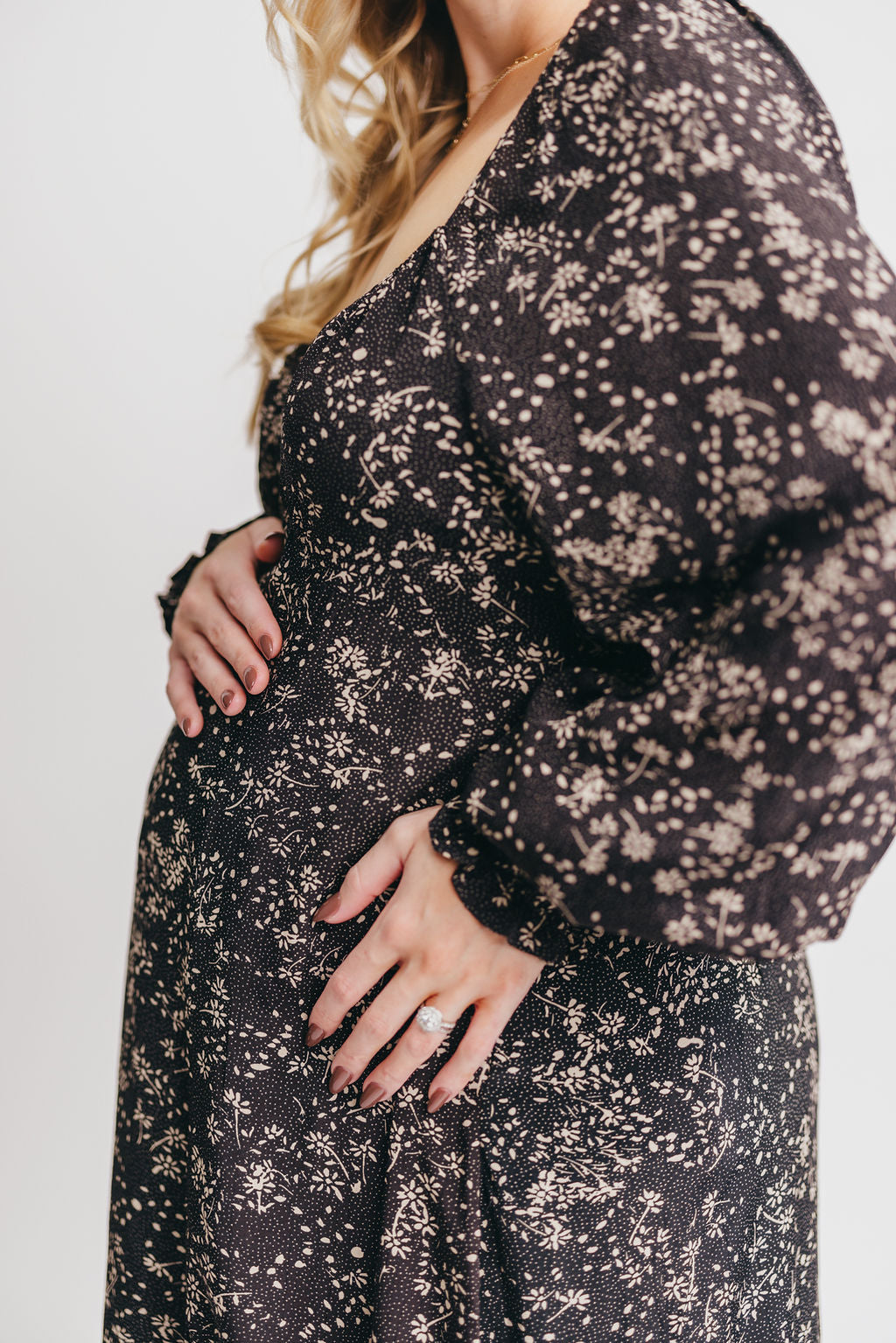 Brenna Floral Sweetheart Maxi Dress in Black Floral