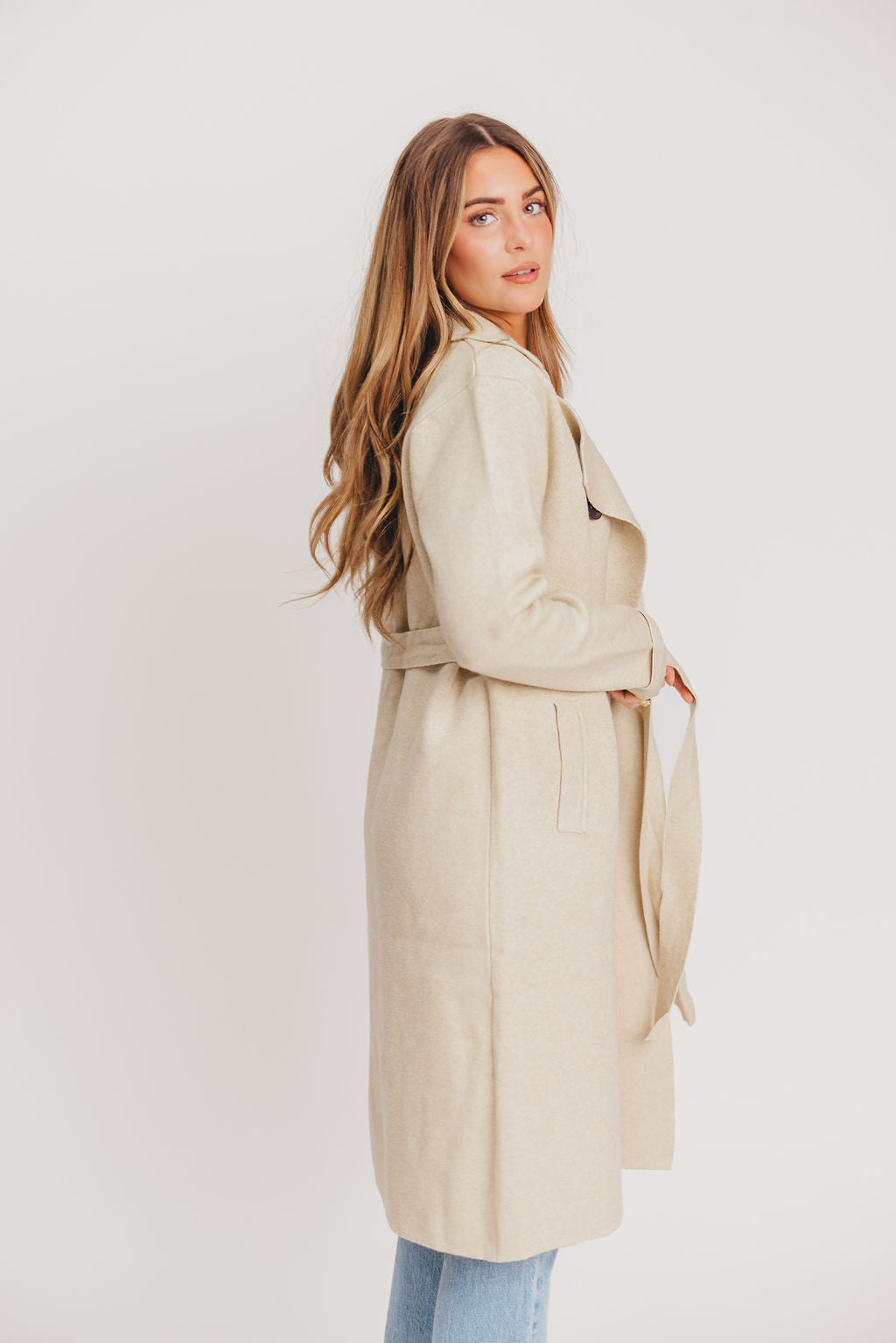 Cadenza Cashmere-Blend Peacoat in Oatmeal *LUXURY ITEM*