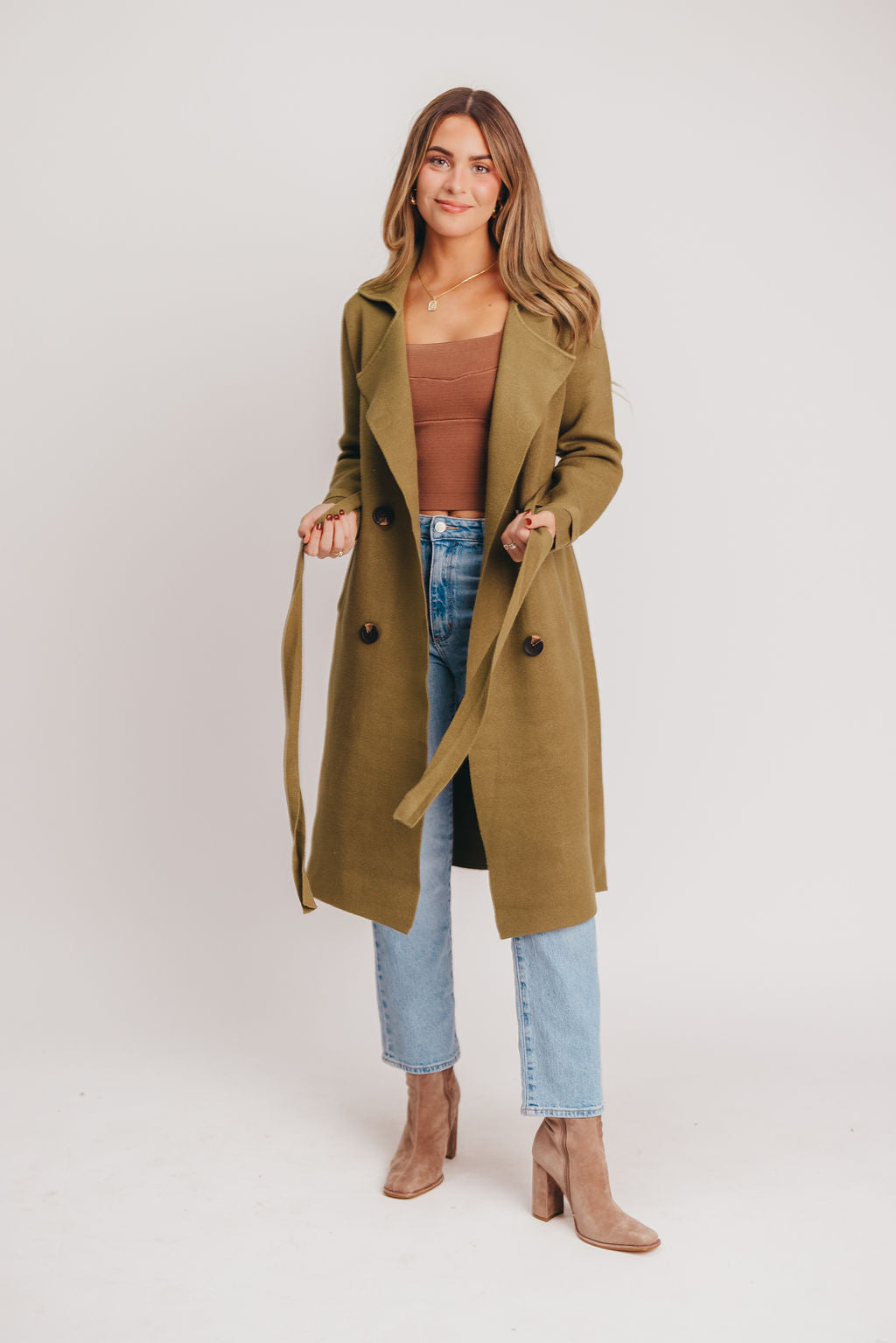 Cadenza Cashmere-Blend Peacoat in Martini Olive *LUXURY ITEM*