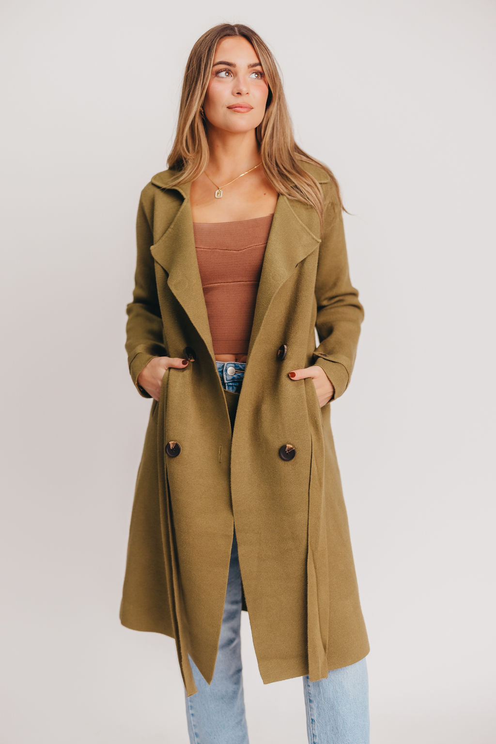 Cadenza Cashmere-Blend Peacoat in Martini Olive *LUXURY ITEM*