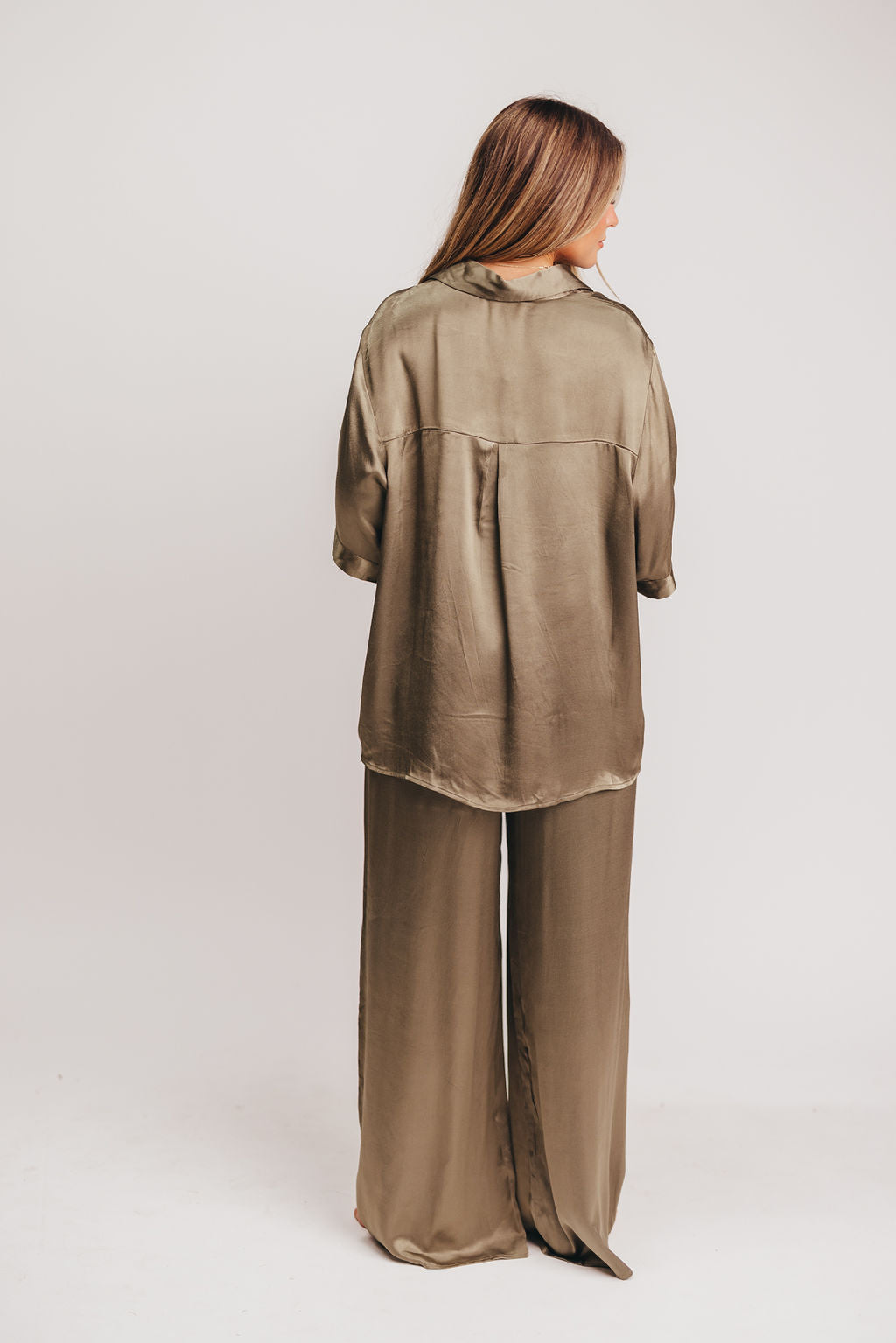 Nico Satin Pant in Olive *LUXURY ITEM*