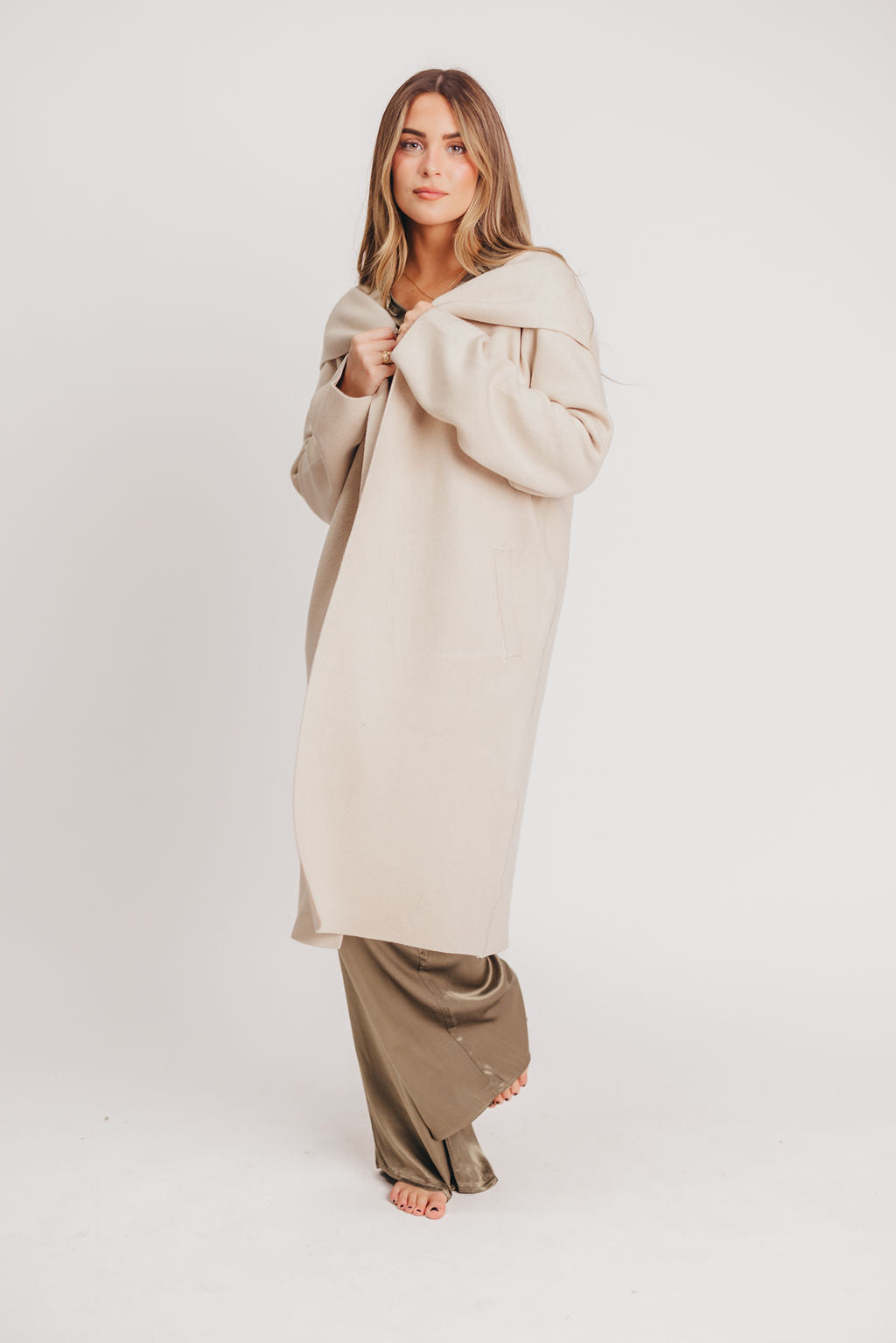 Hayes Hooded Coatigan in Oatmeal