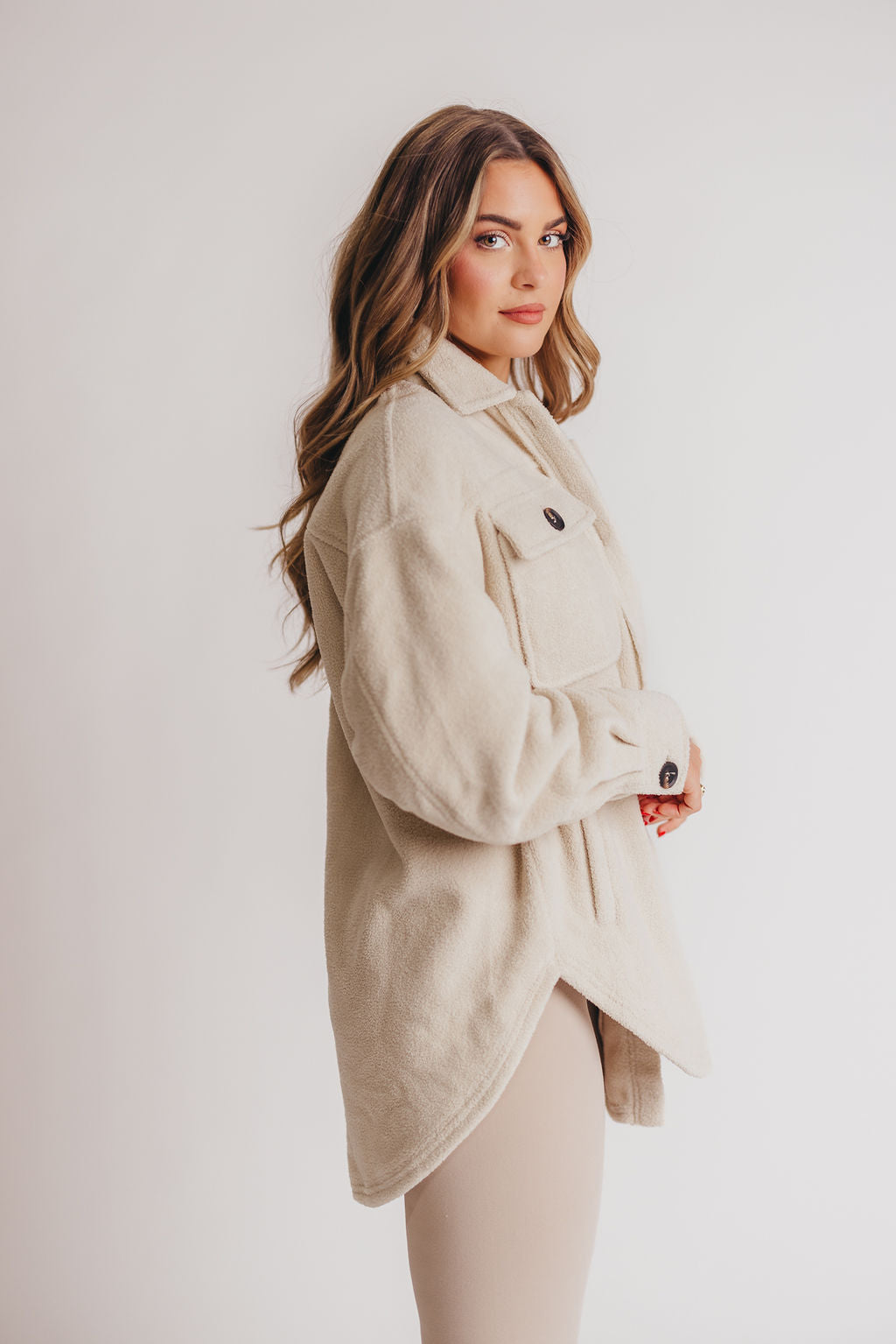 Premium Worth Collective Teddy Shacket in Stone