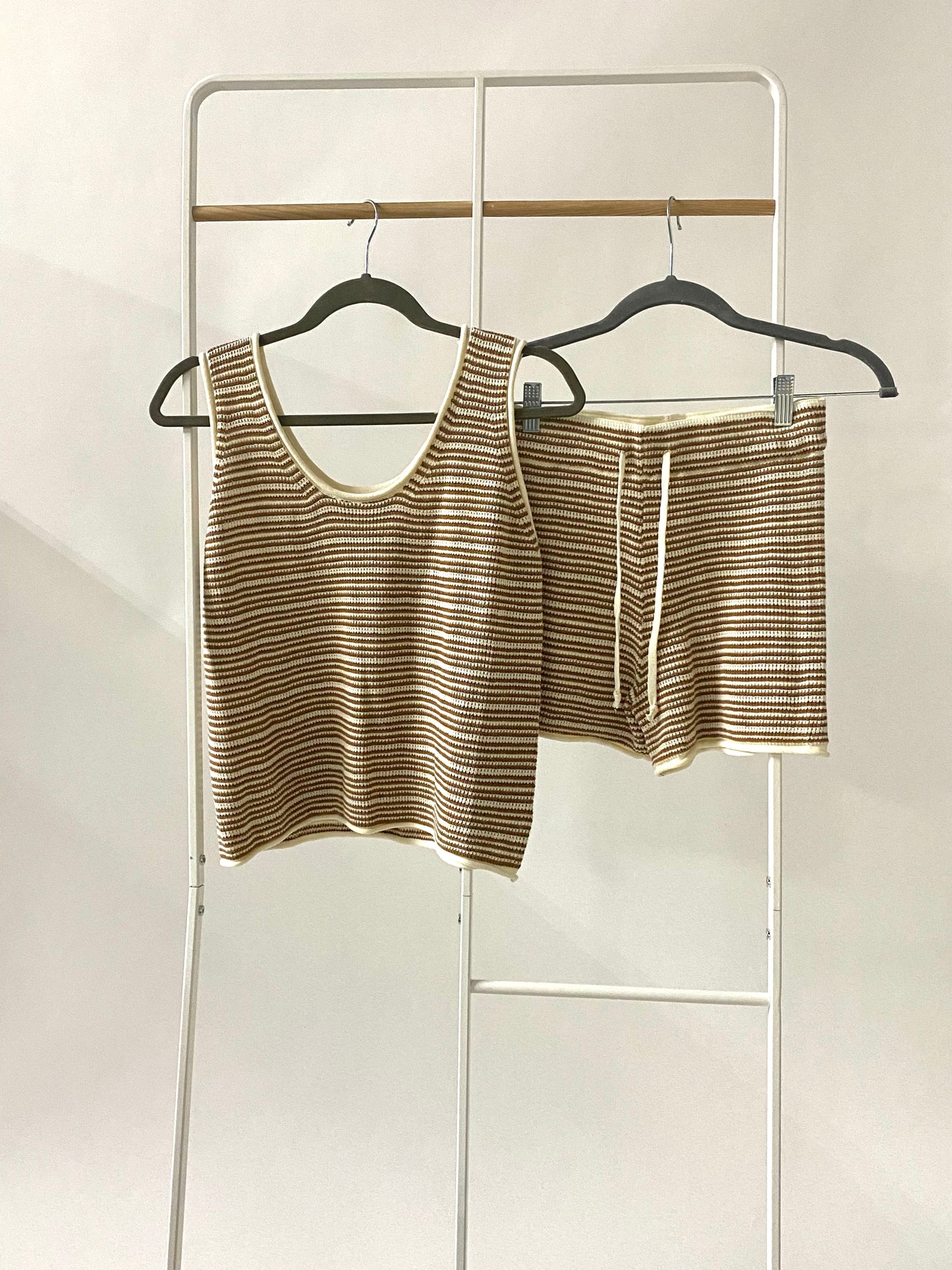 Irie Multi-Stripe Knit Shorts Set in Toffee