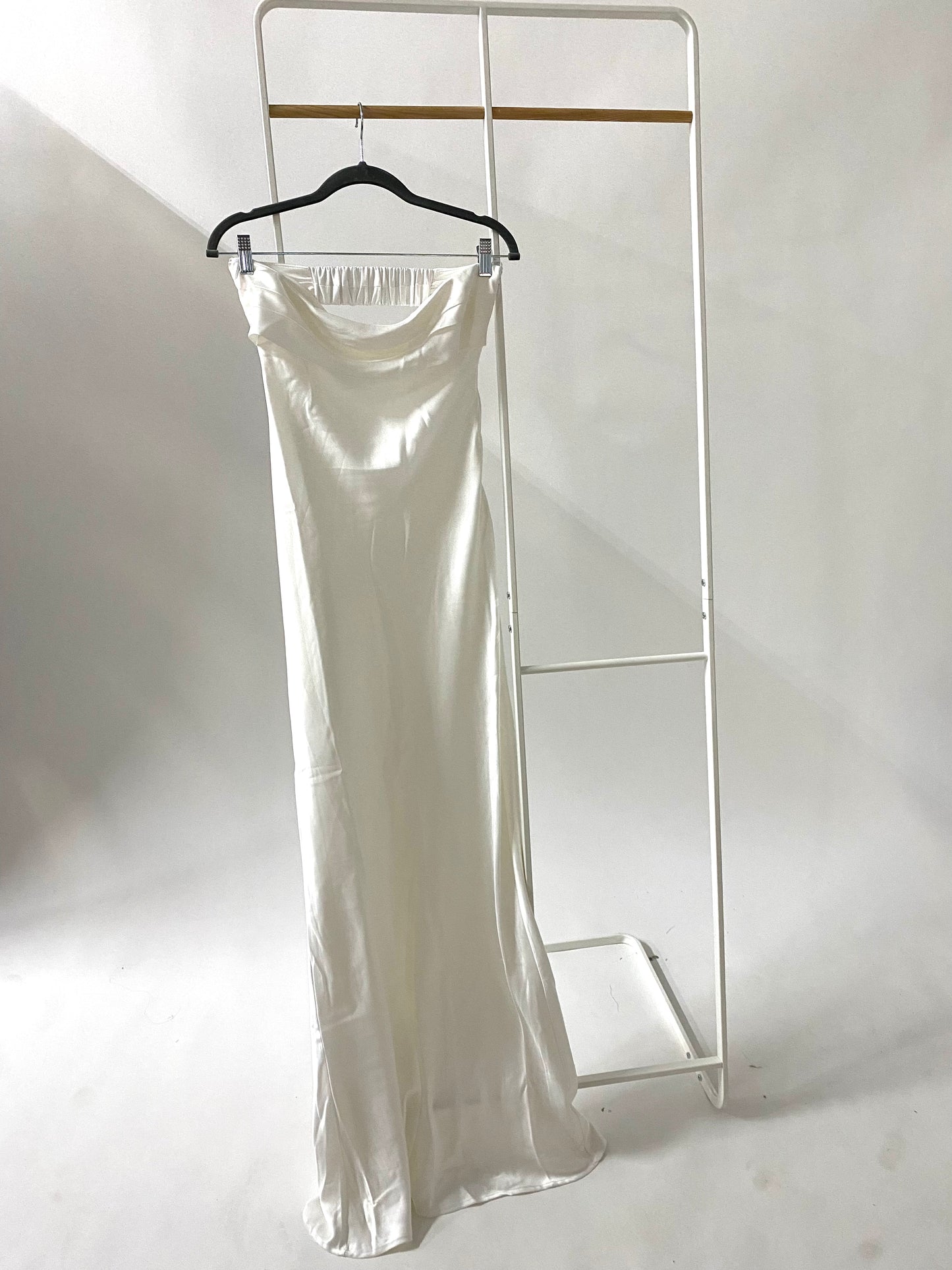 Adriana Satin Tube Maxi Dress in White